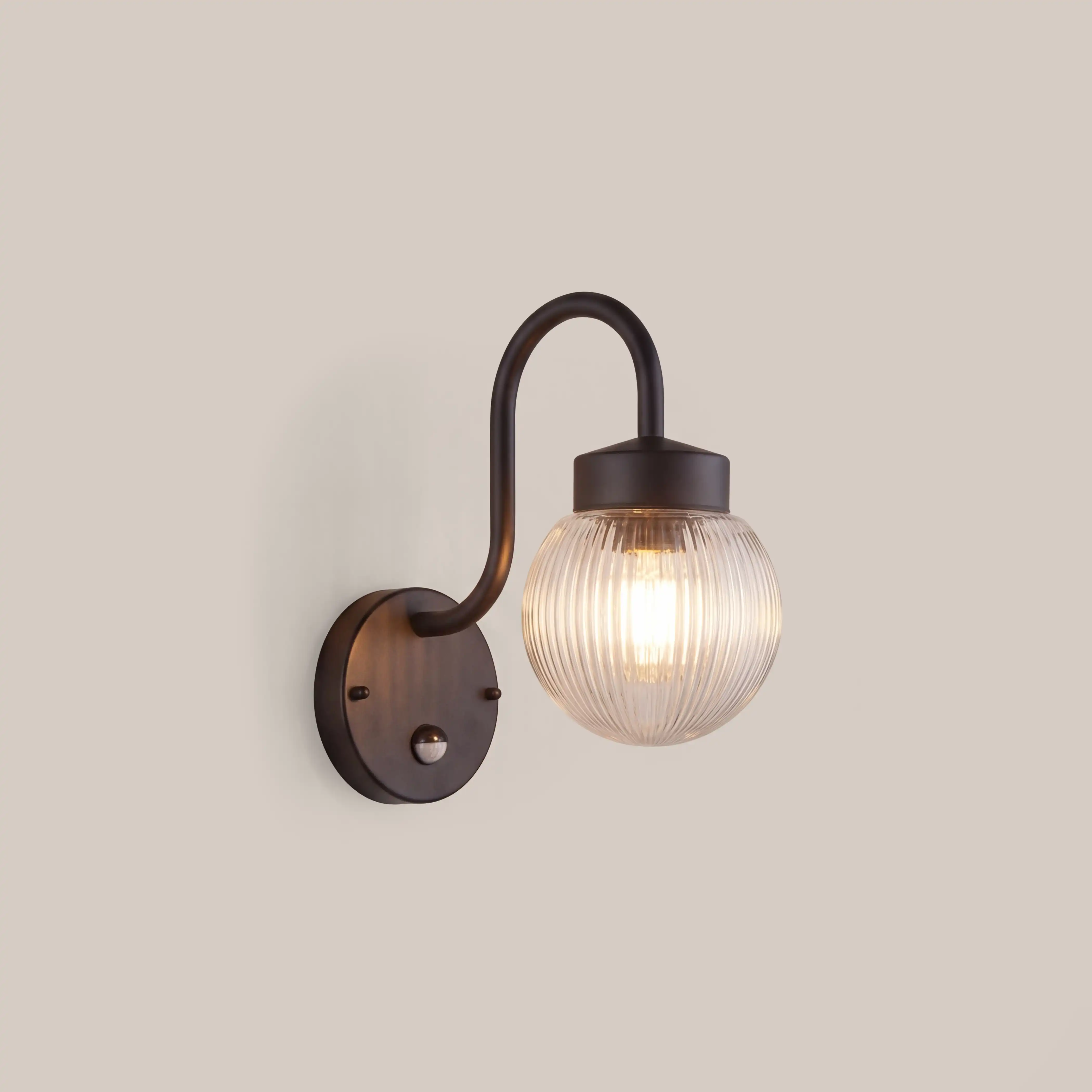Abbott Outdoor Wall Light | Ribbed Glass & Black - Image 3