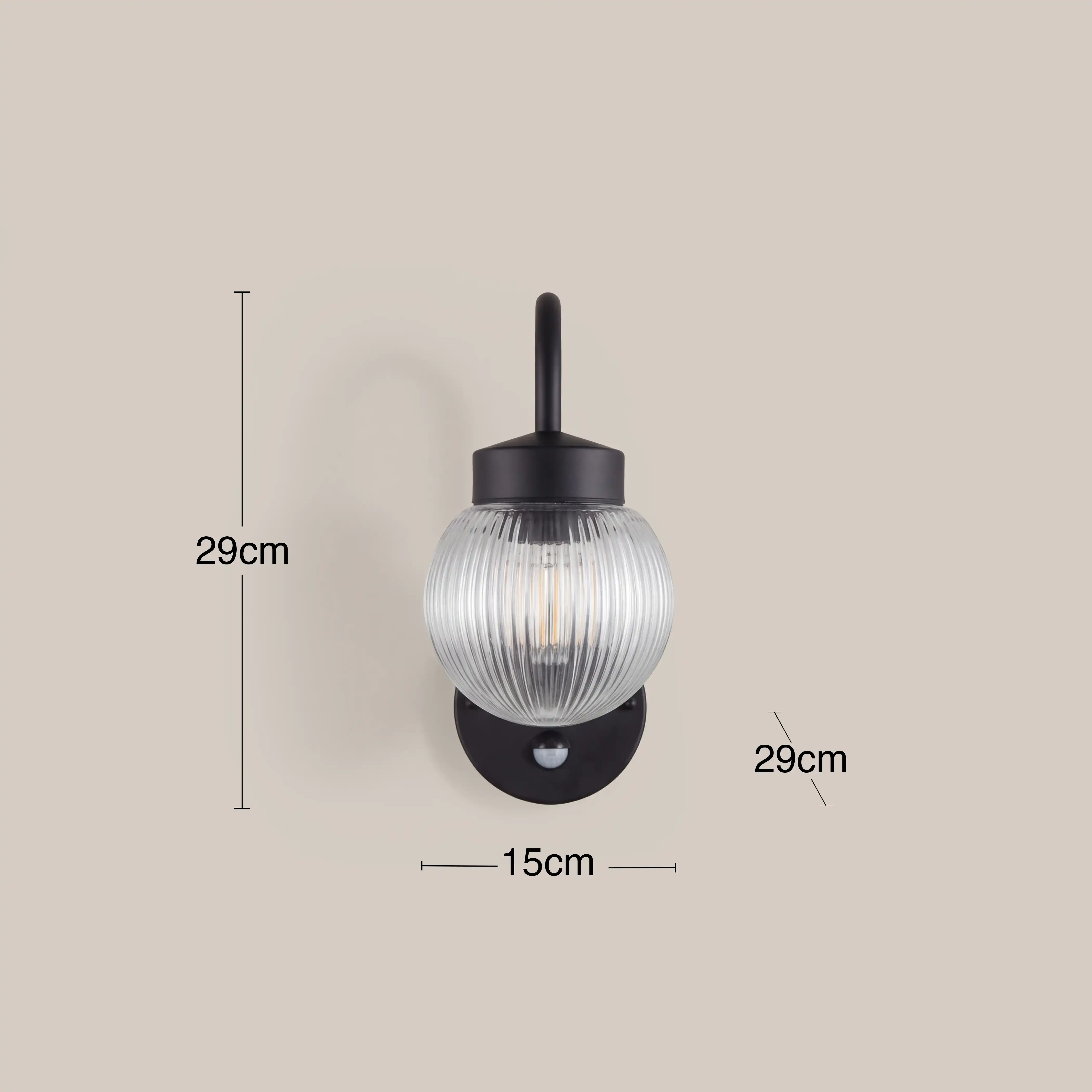 Abbott Outdoor Wall Light | Ribbed Glass & Black - Image 4