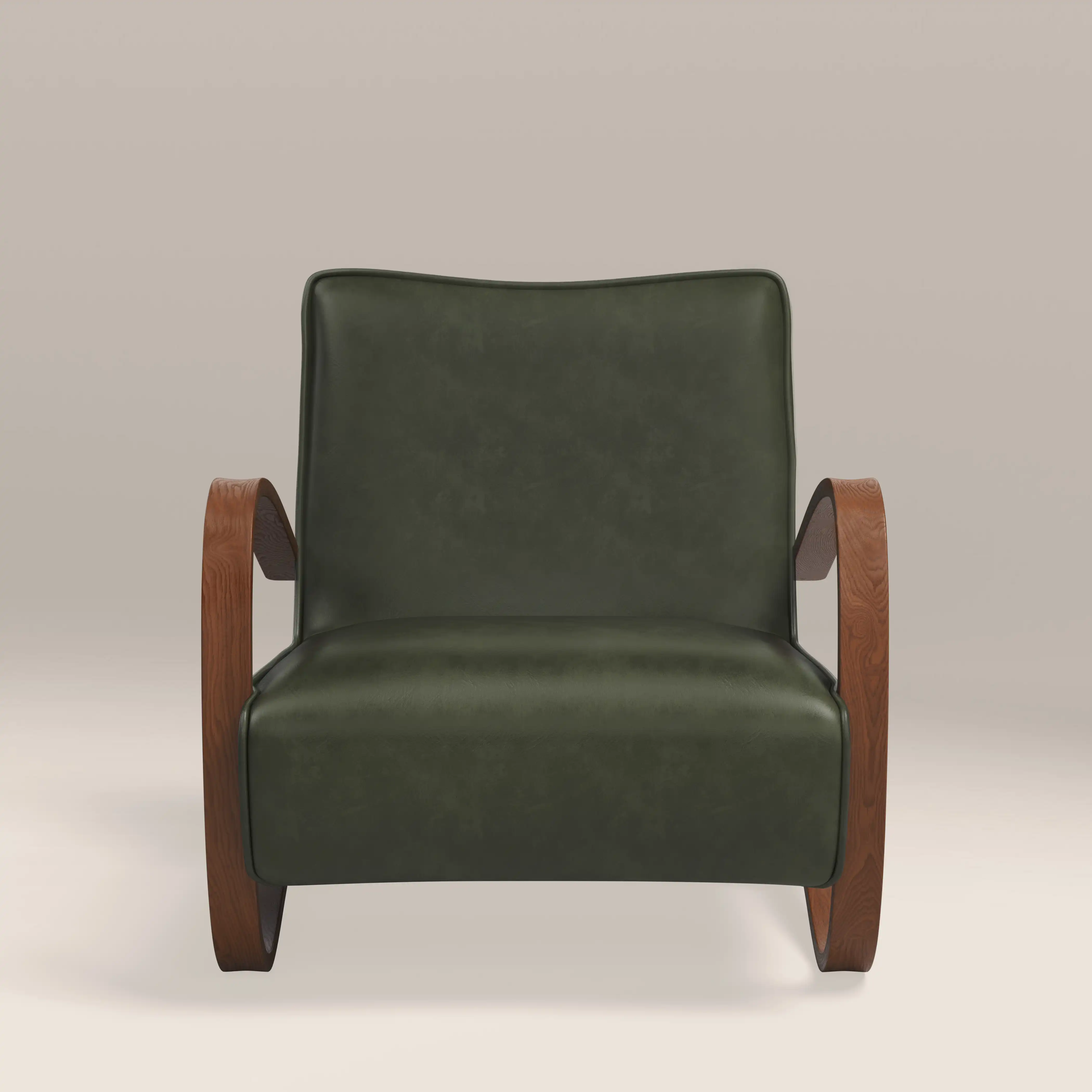 Ada Accent Chair | Vintage Green Faux Leather & Walnut - Image 3