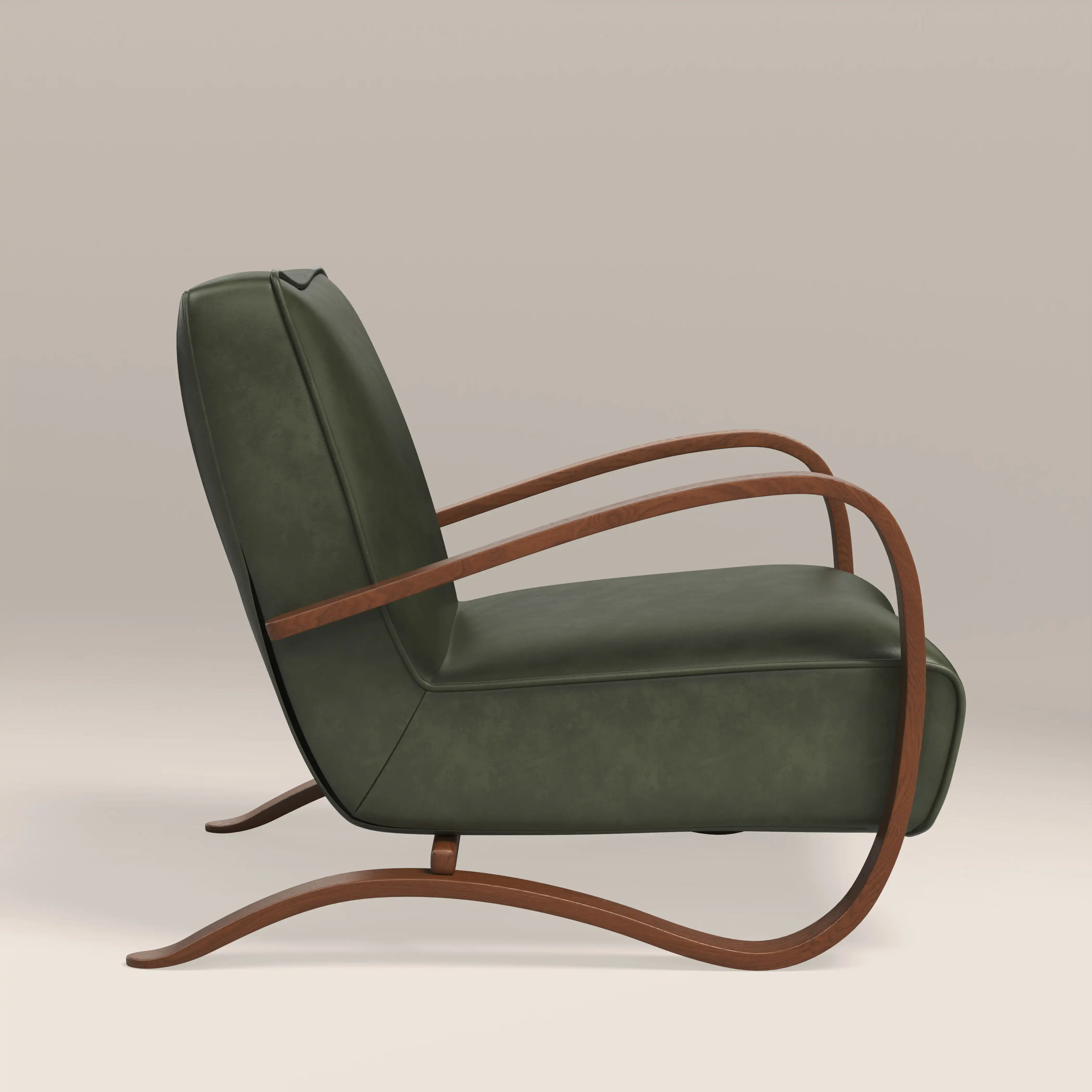 Ada Accent Chair | Vintage Green Faux Leather & Walnut - Image 5