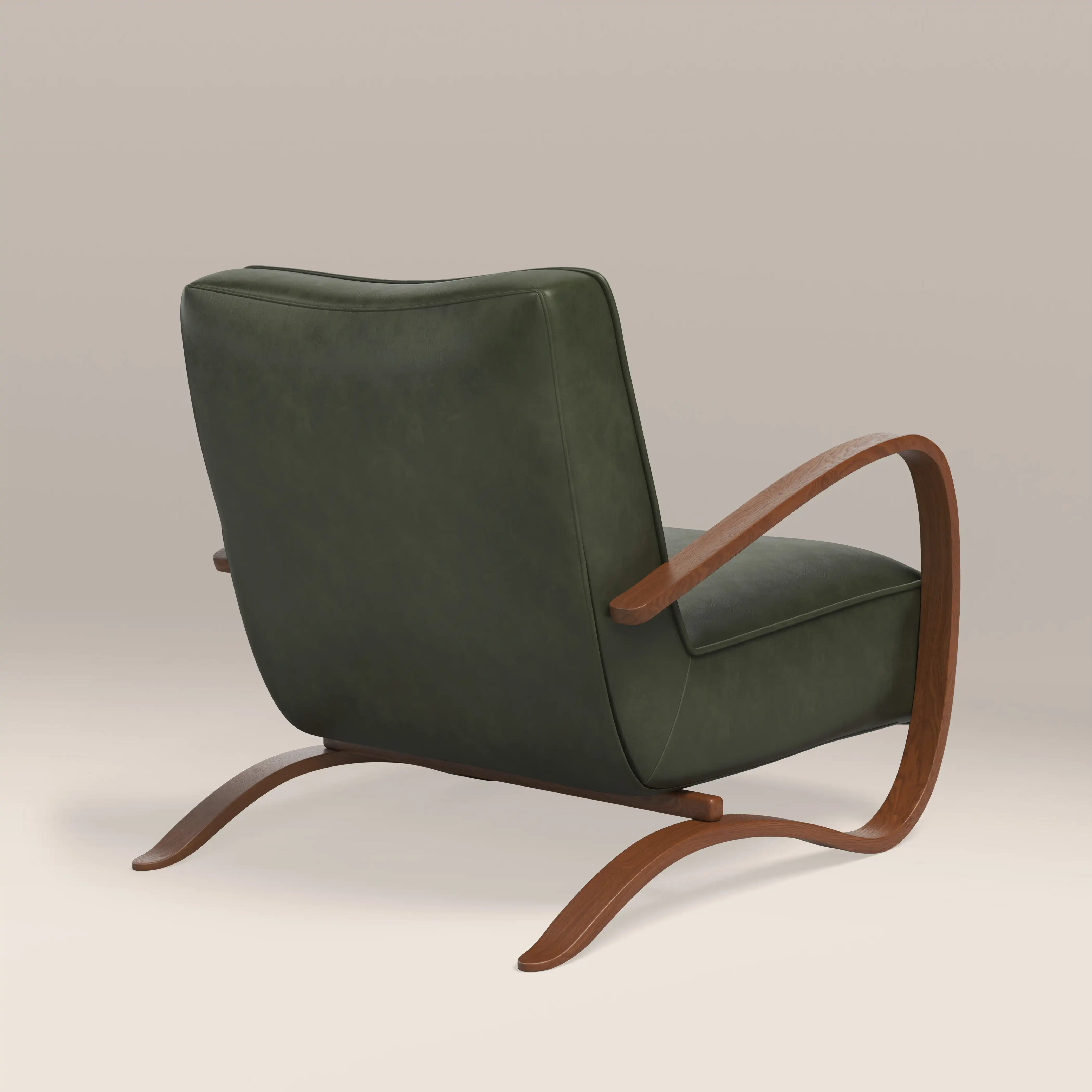 Ada Accent Chair | Vintage Green Faux Leather & Walnut - Image 6