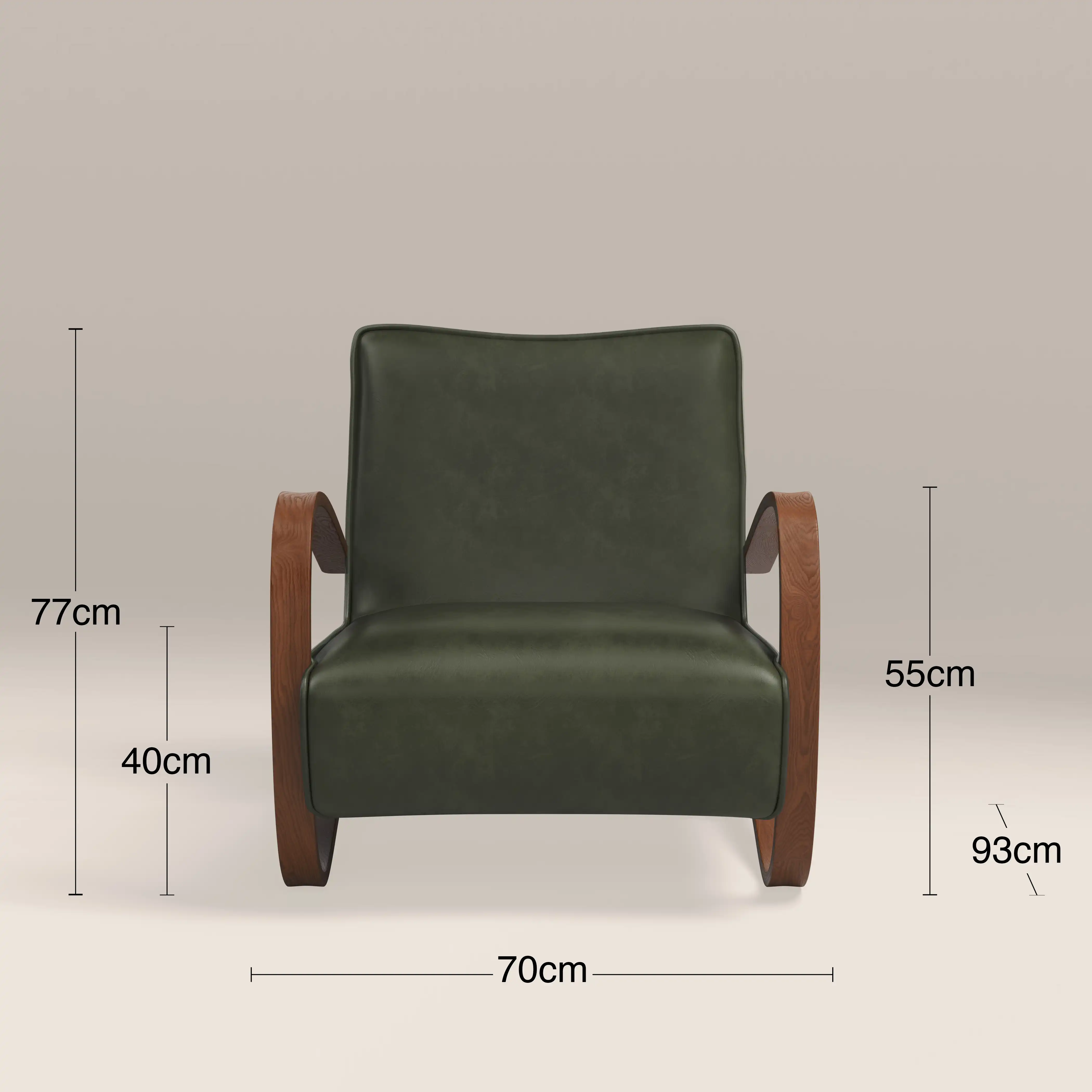 Ada Accent Chair | Vintage Green Faux Leather & Walnut - Image 8