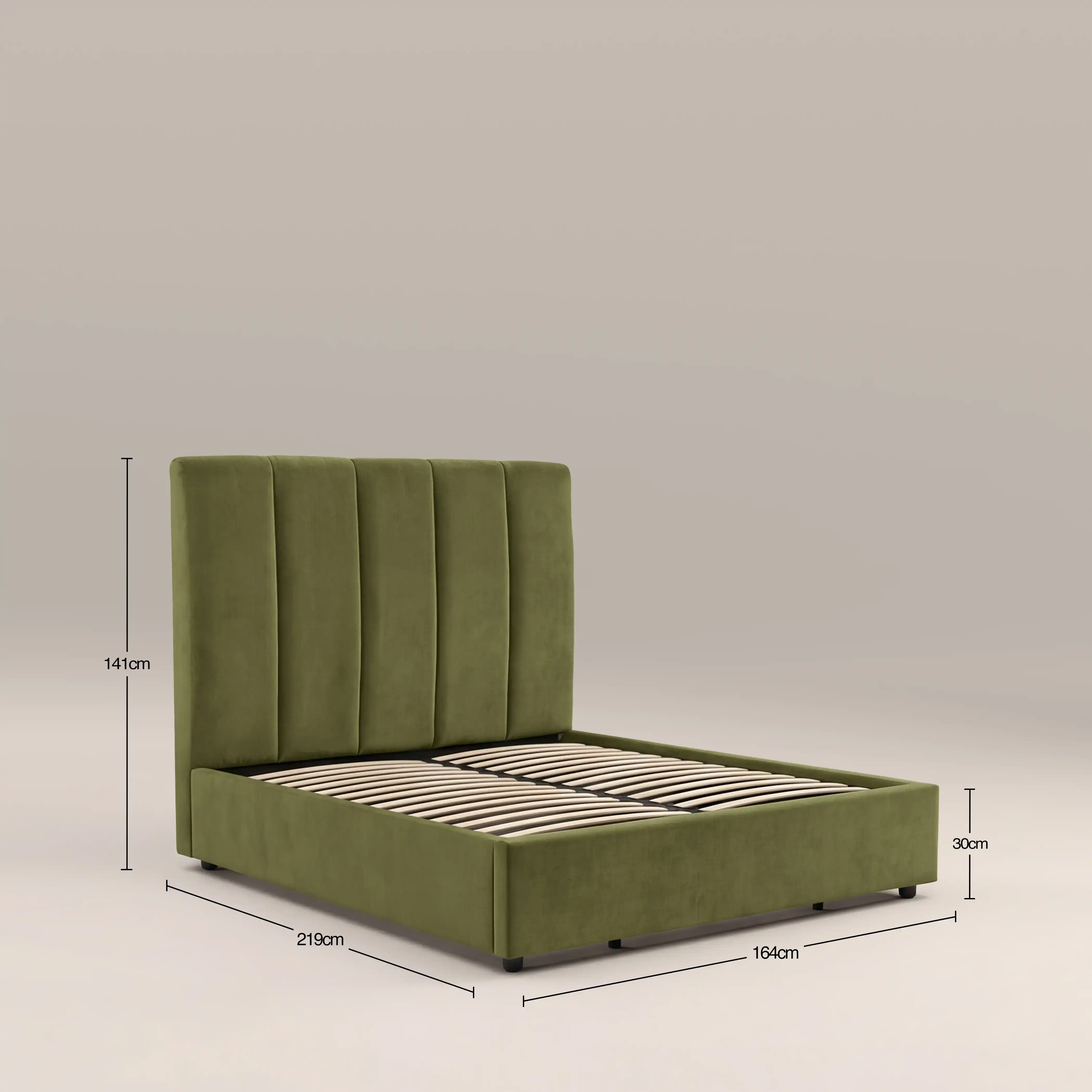 Aela Storage Ottoman Super King Bed | Olive Green - Image 5