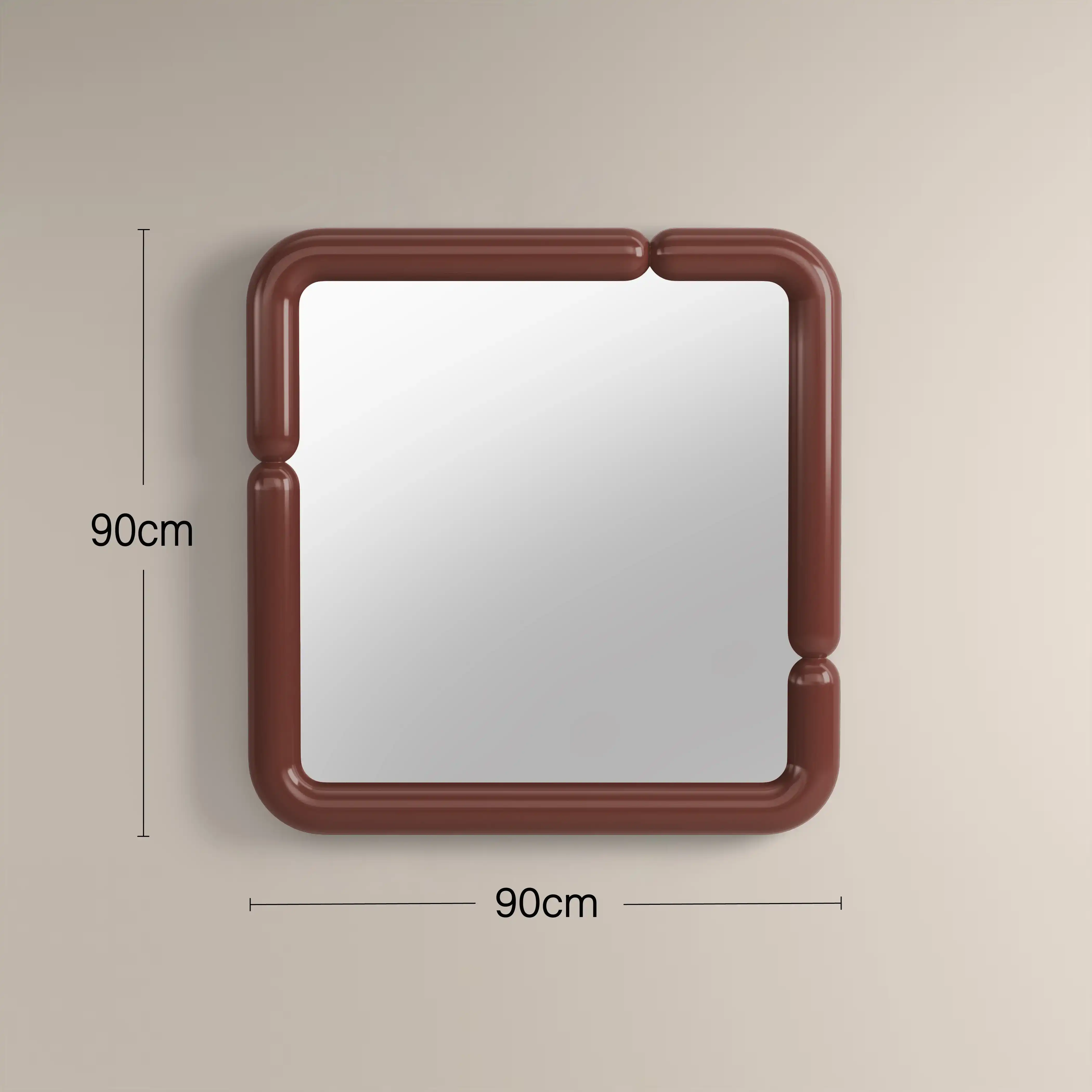 Alana Wall Mirror, 90 cm | High Gloss Burgundy - Image 3