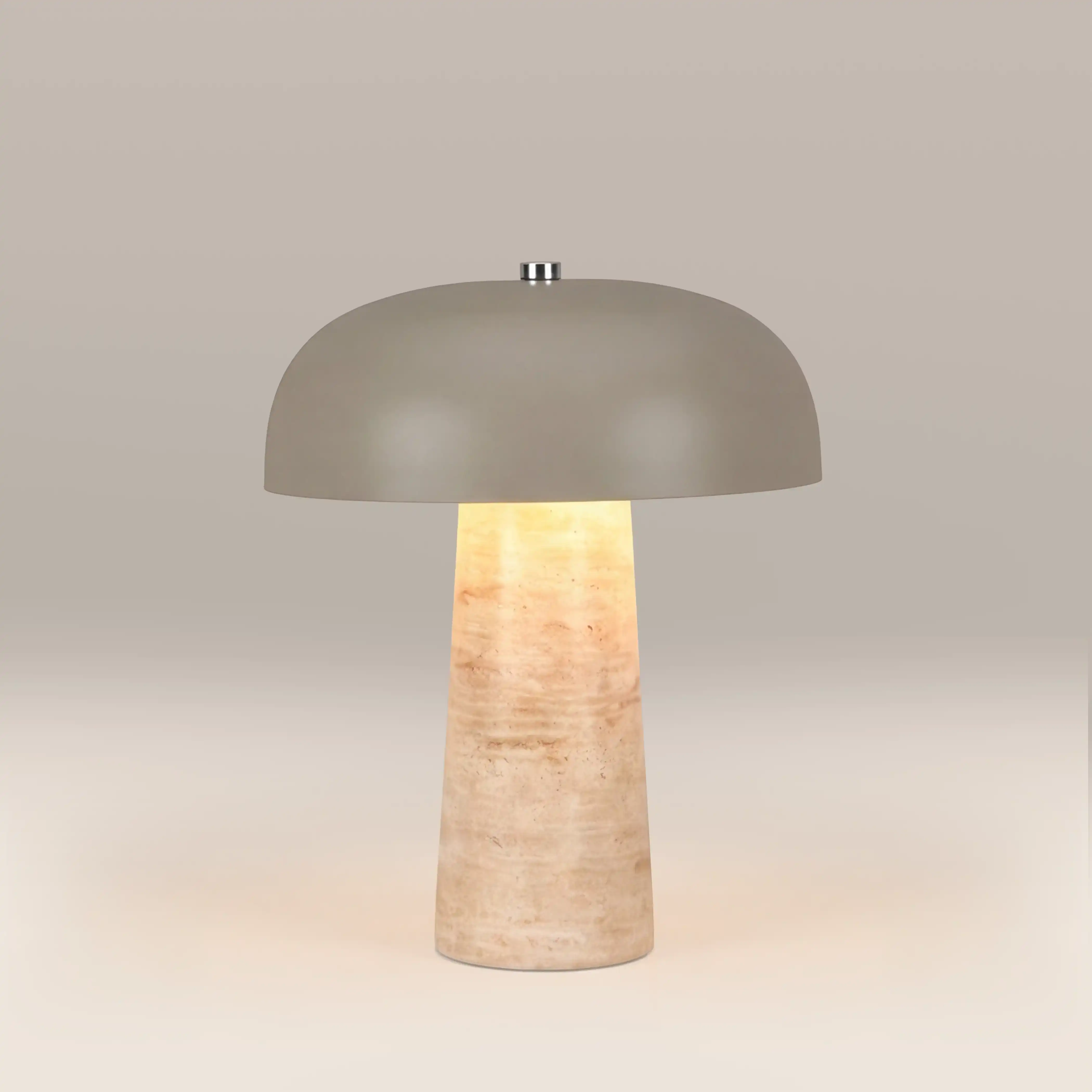 Albany Table Lamp | Natural Travertine & Taupe - Image 3