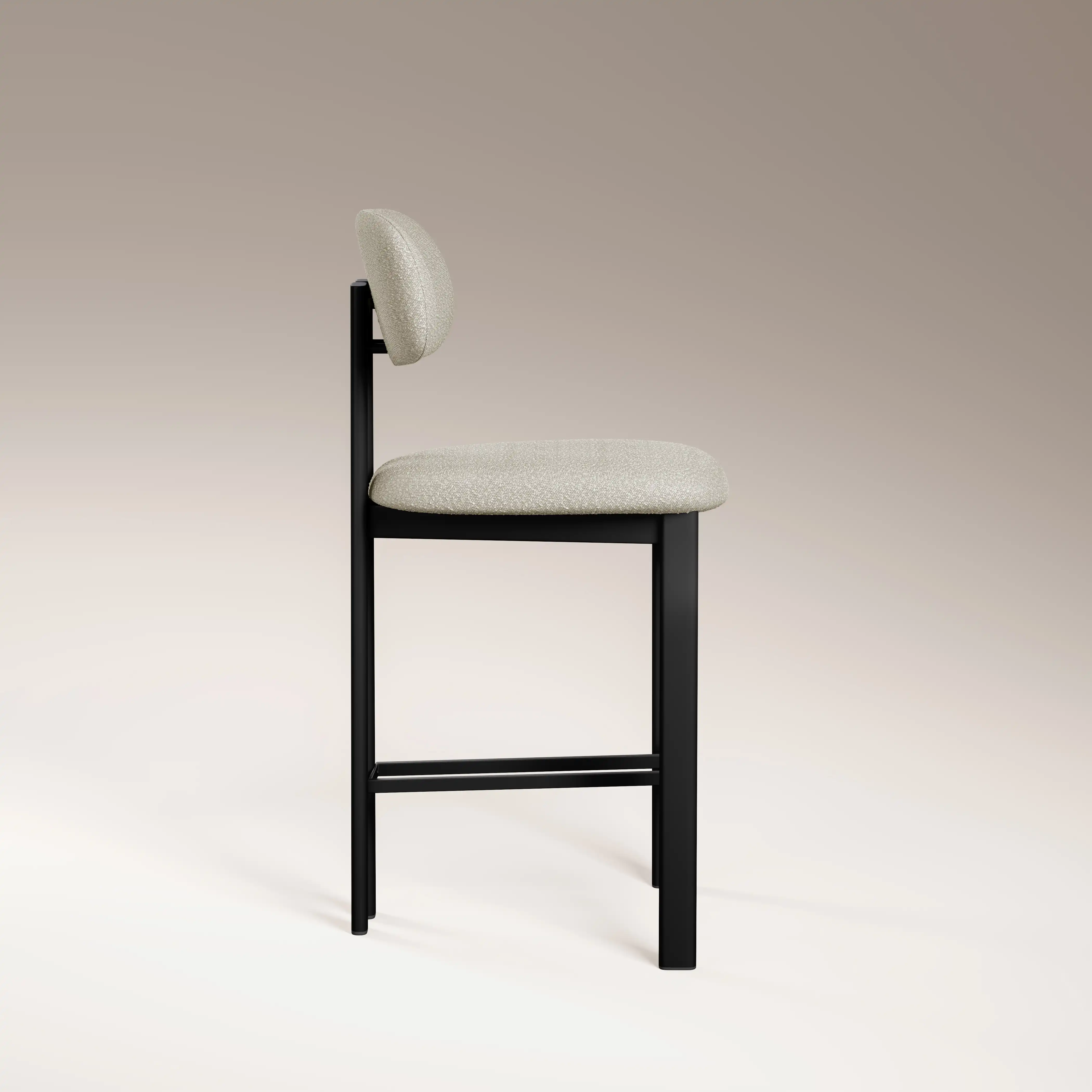 Arbor Kitchen Stool | Speckled Stone Sustainable Boucle & Black - Image 4