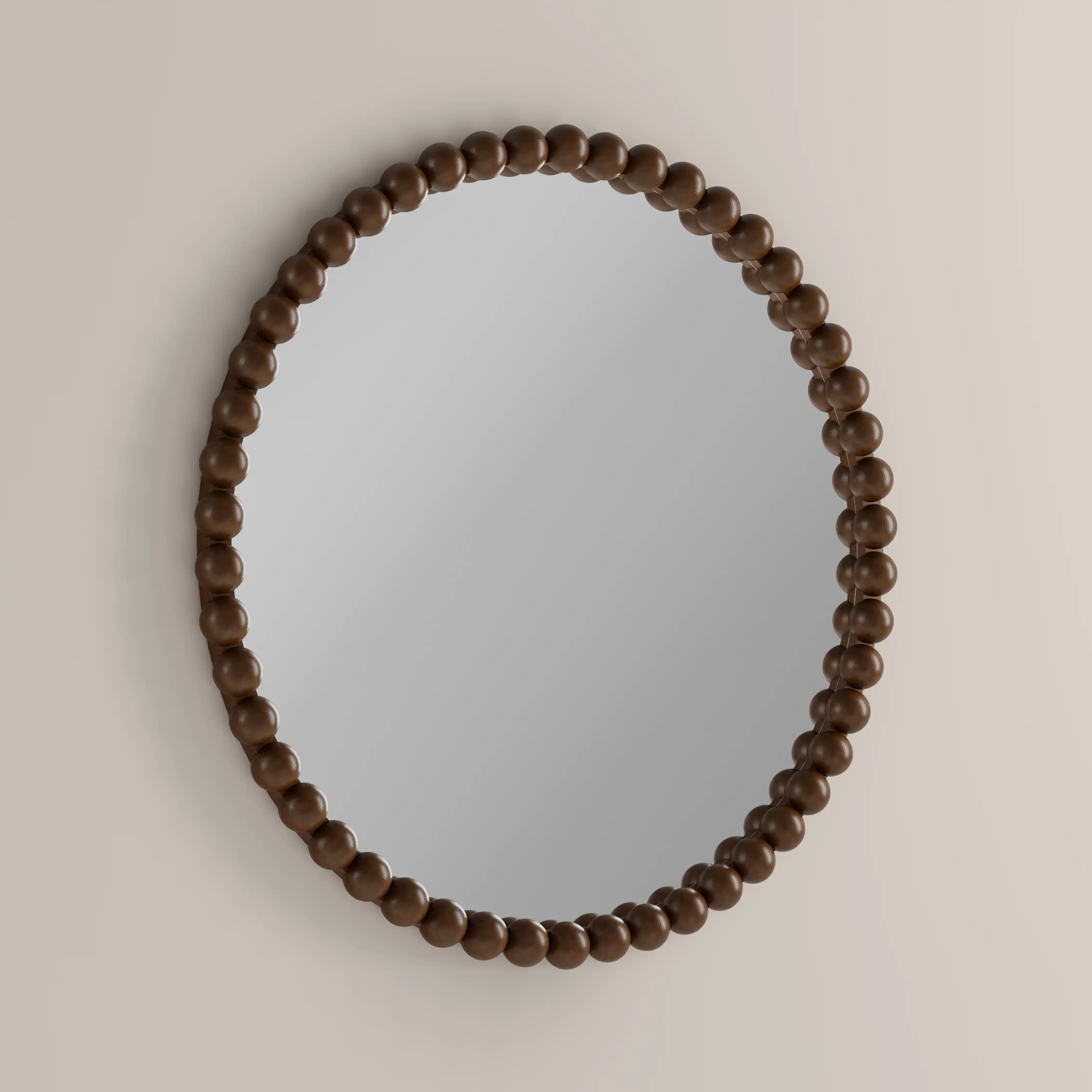 Ashby Round Wall Mirror, 80 cm| Walnut - Image 3