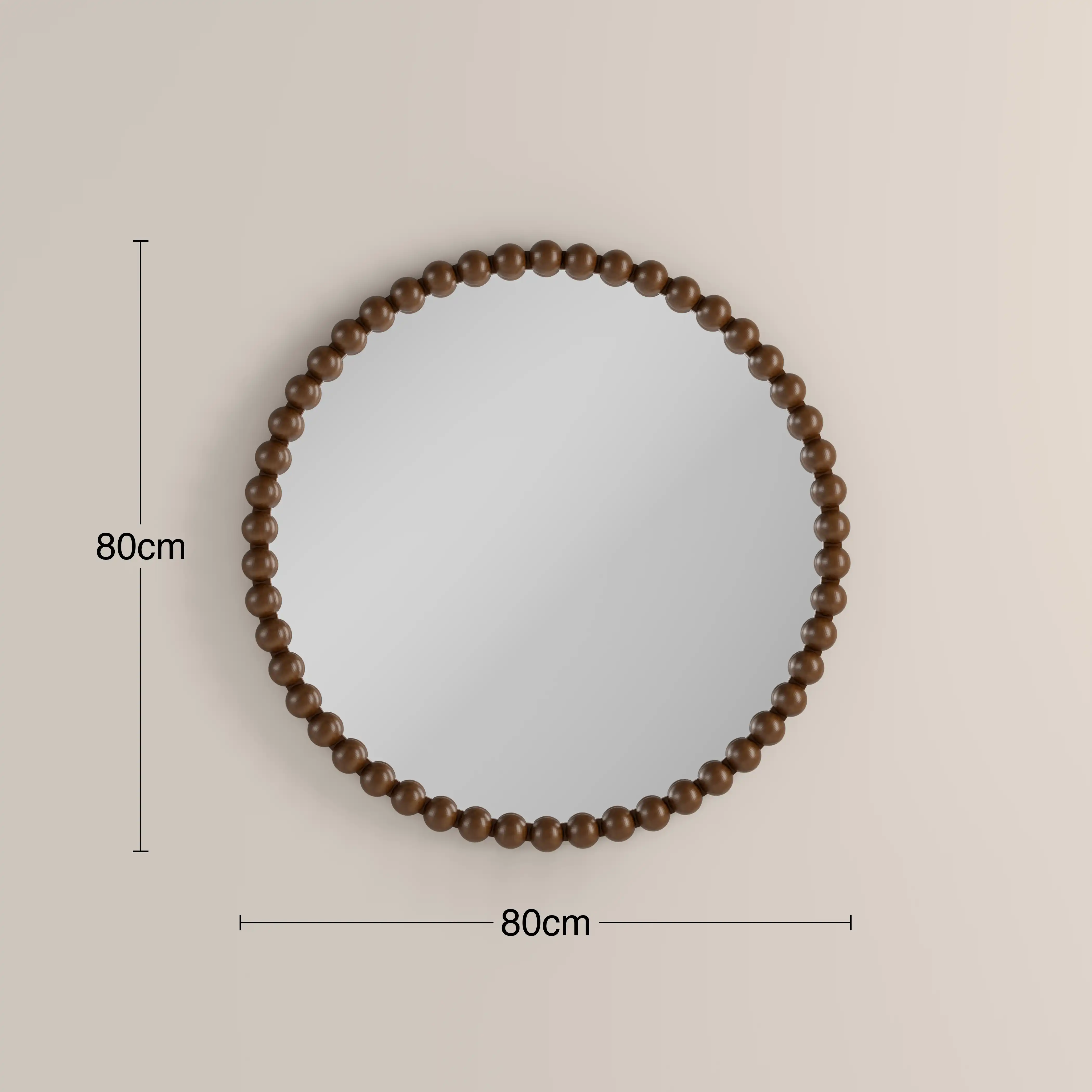 Ashby Round Wall Mirror, 80 cm| Walnut - Image 4
