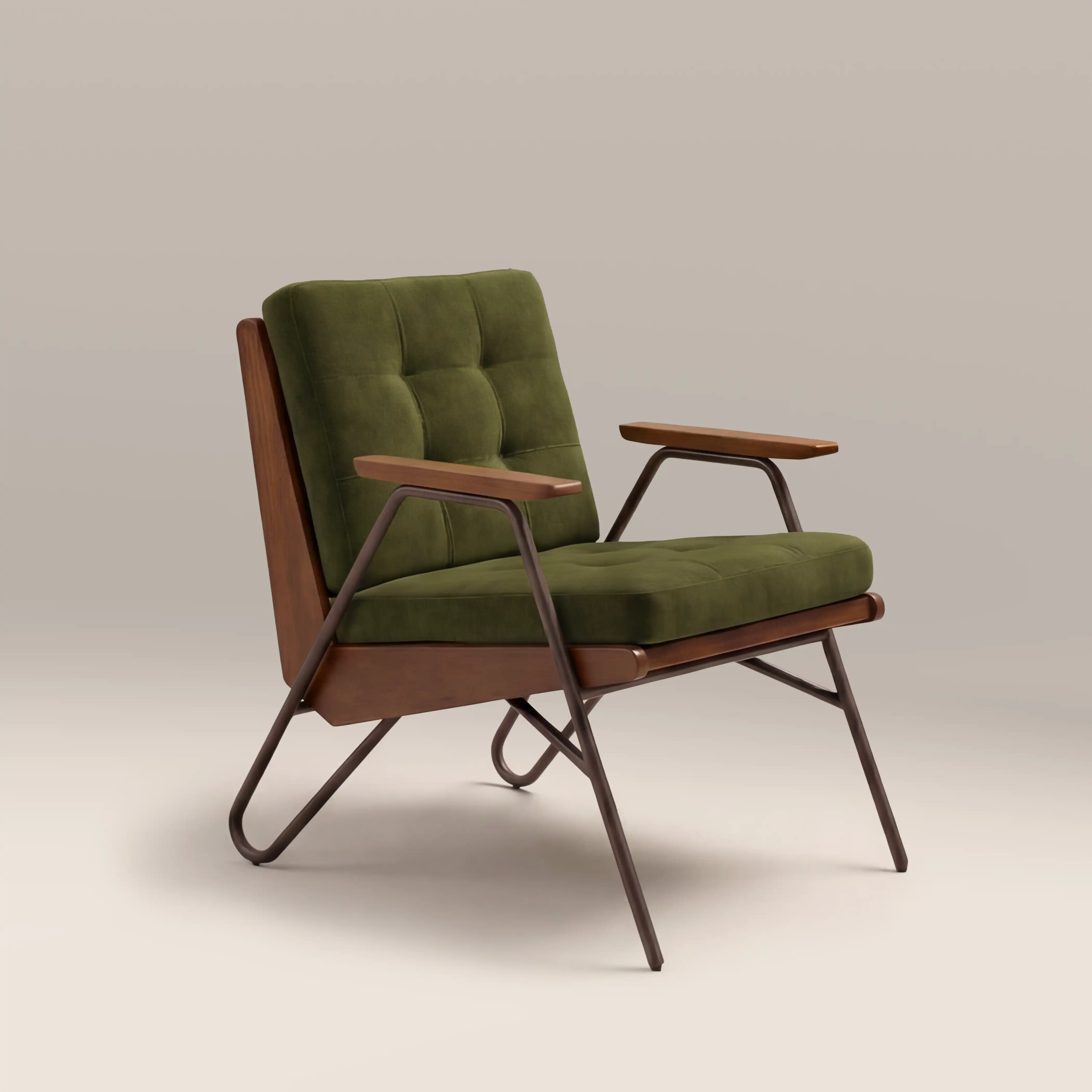 Aspen Accent Chair | Olive Green Sustainable Velvet & Walnut - Image 4