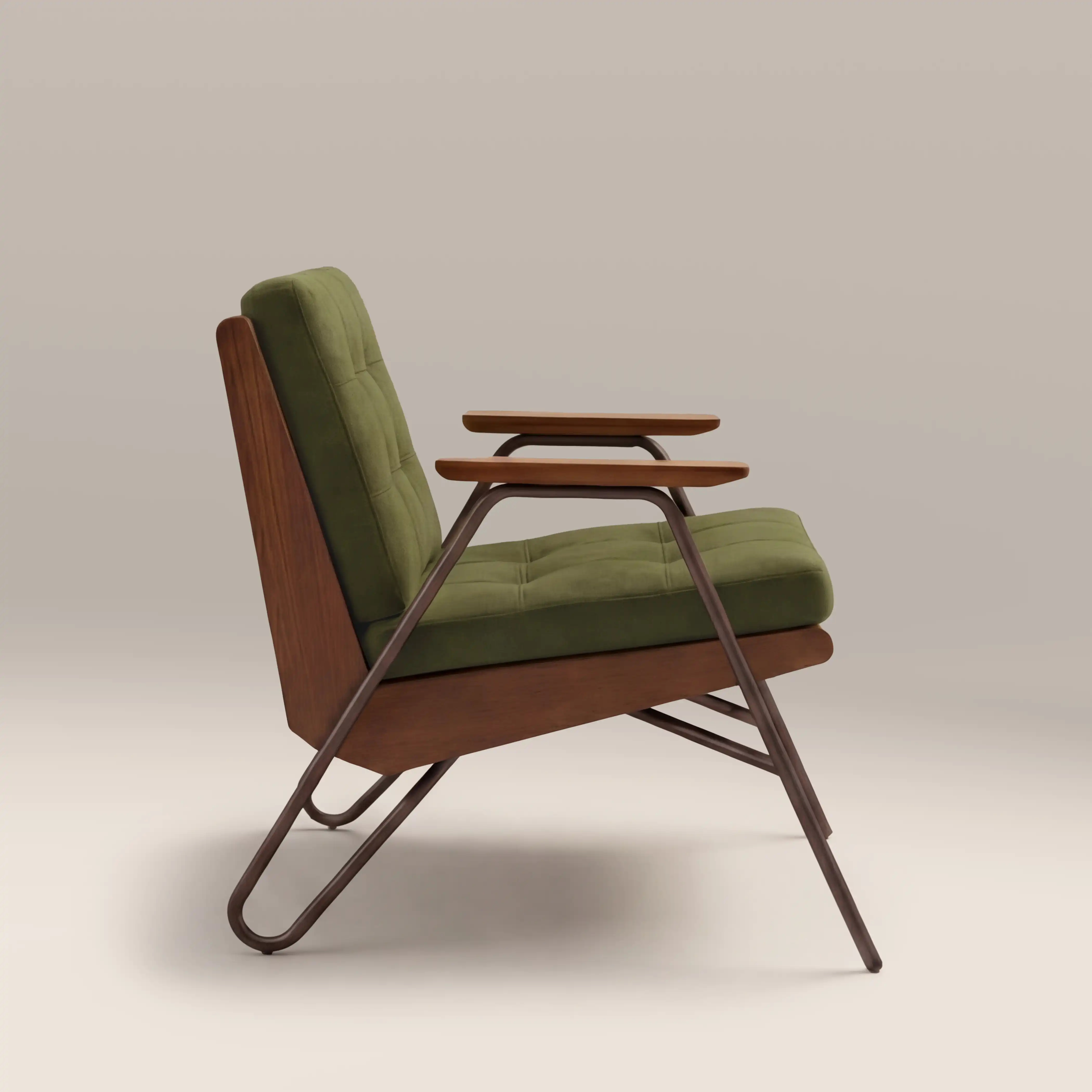 Aspen Accent Chair | Olive Green Sustainable Velvet & Walnut - Image 5