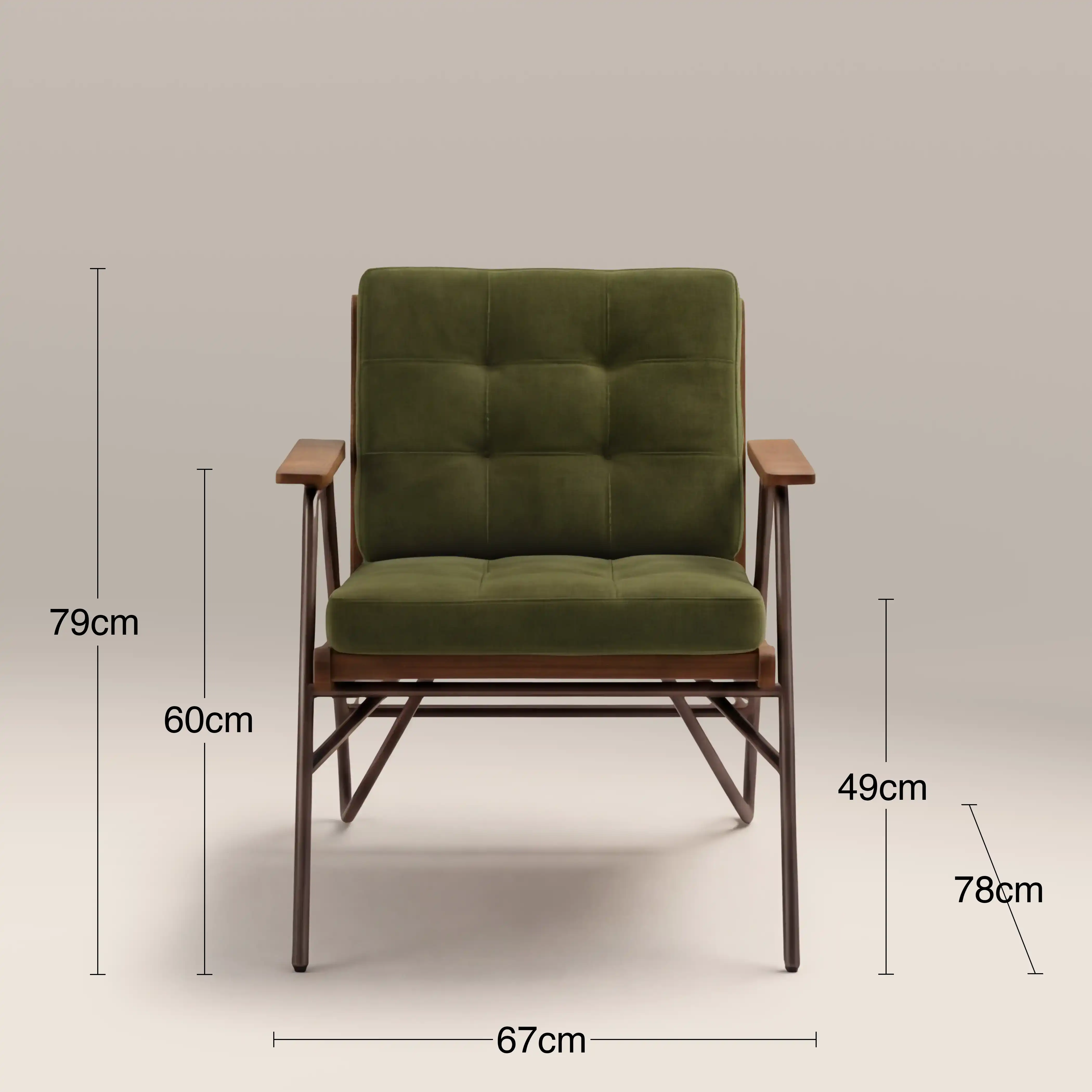 Aspen Accent Chair | Olive Green Sustainable Velvet & Walnut - Image 7
