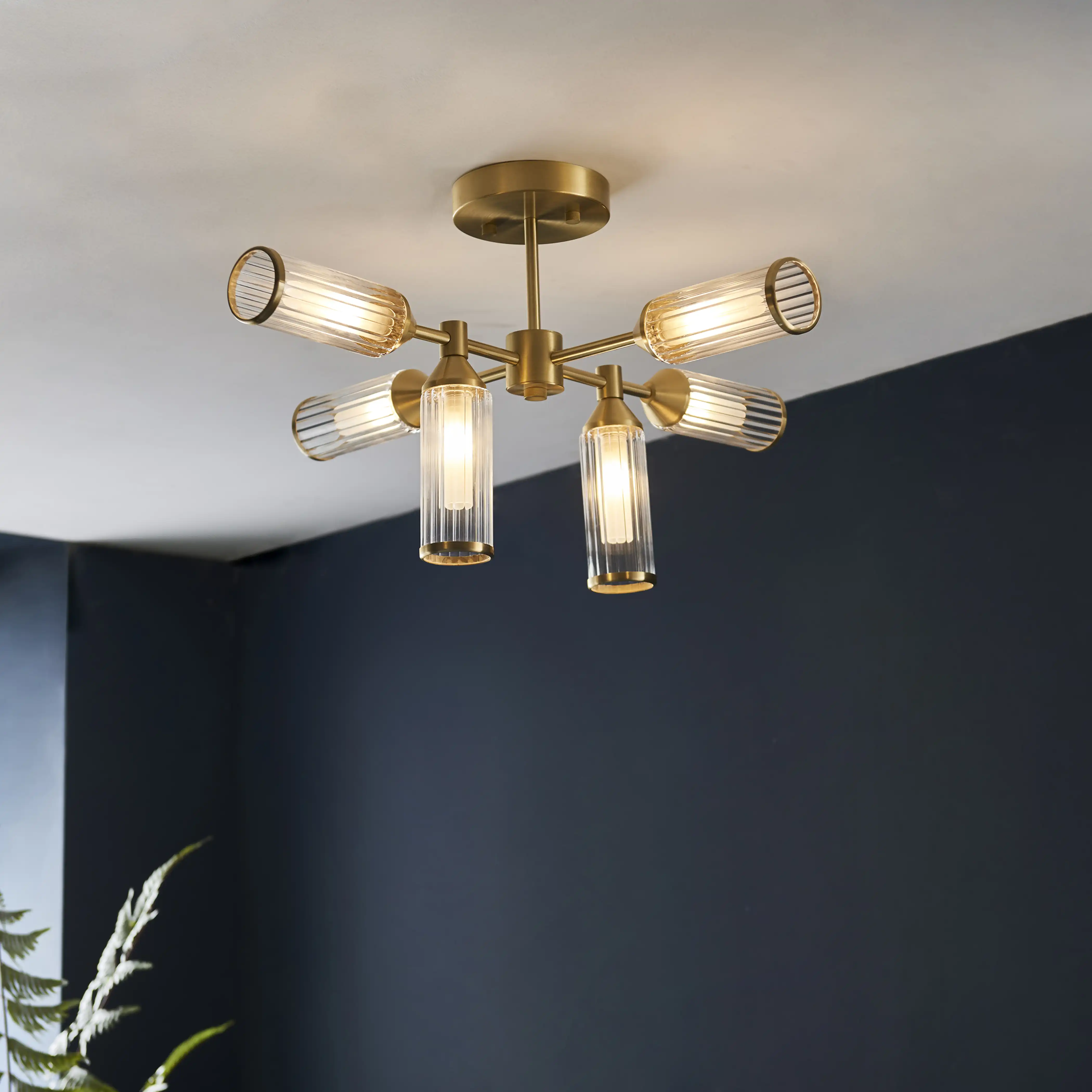 Aster 6 Light Flush Ceiling Light | Brass - Image 2