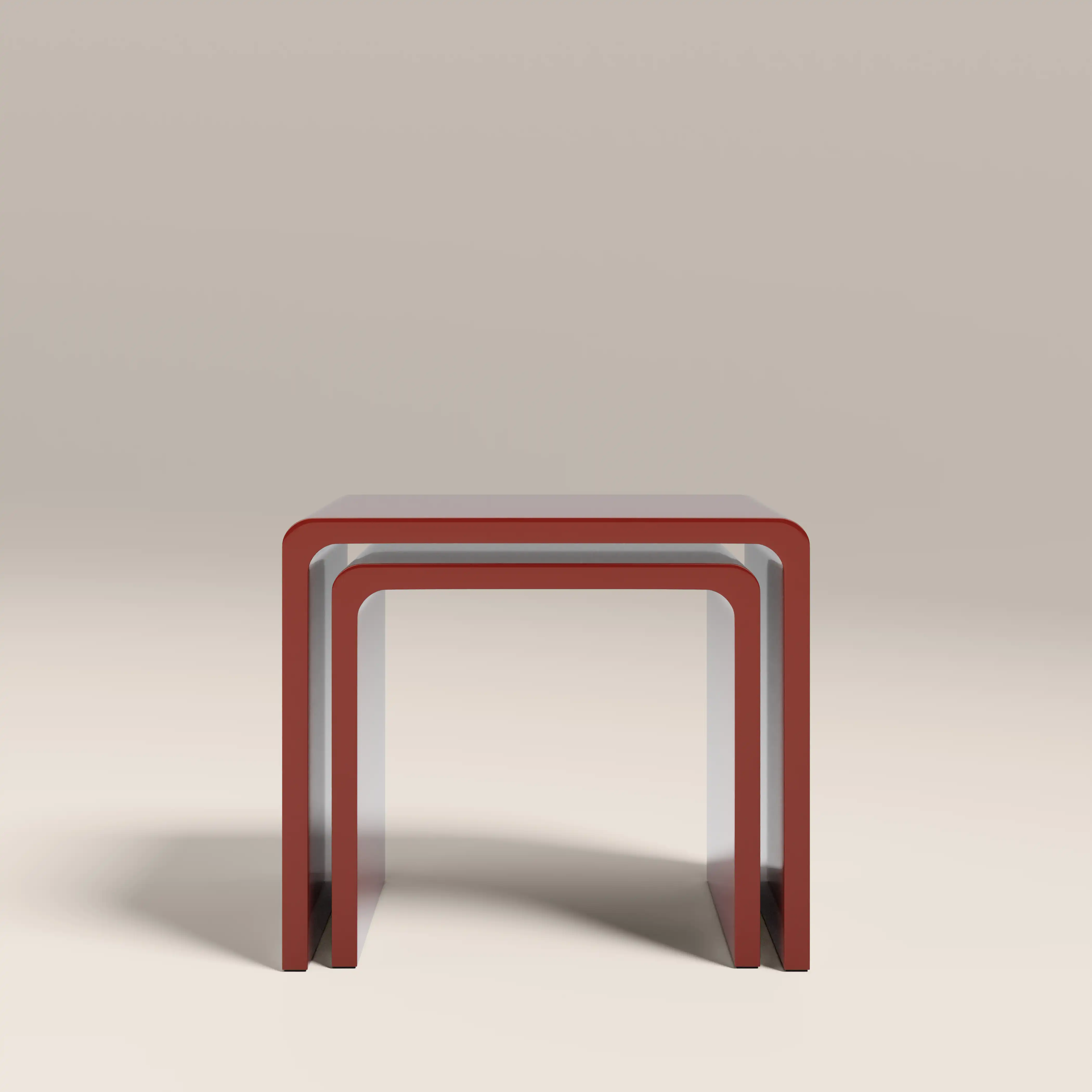 Barney Set of 2 Rectangle Nesting Side Tables | High Gloss Burgundy - Image 2