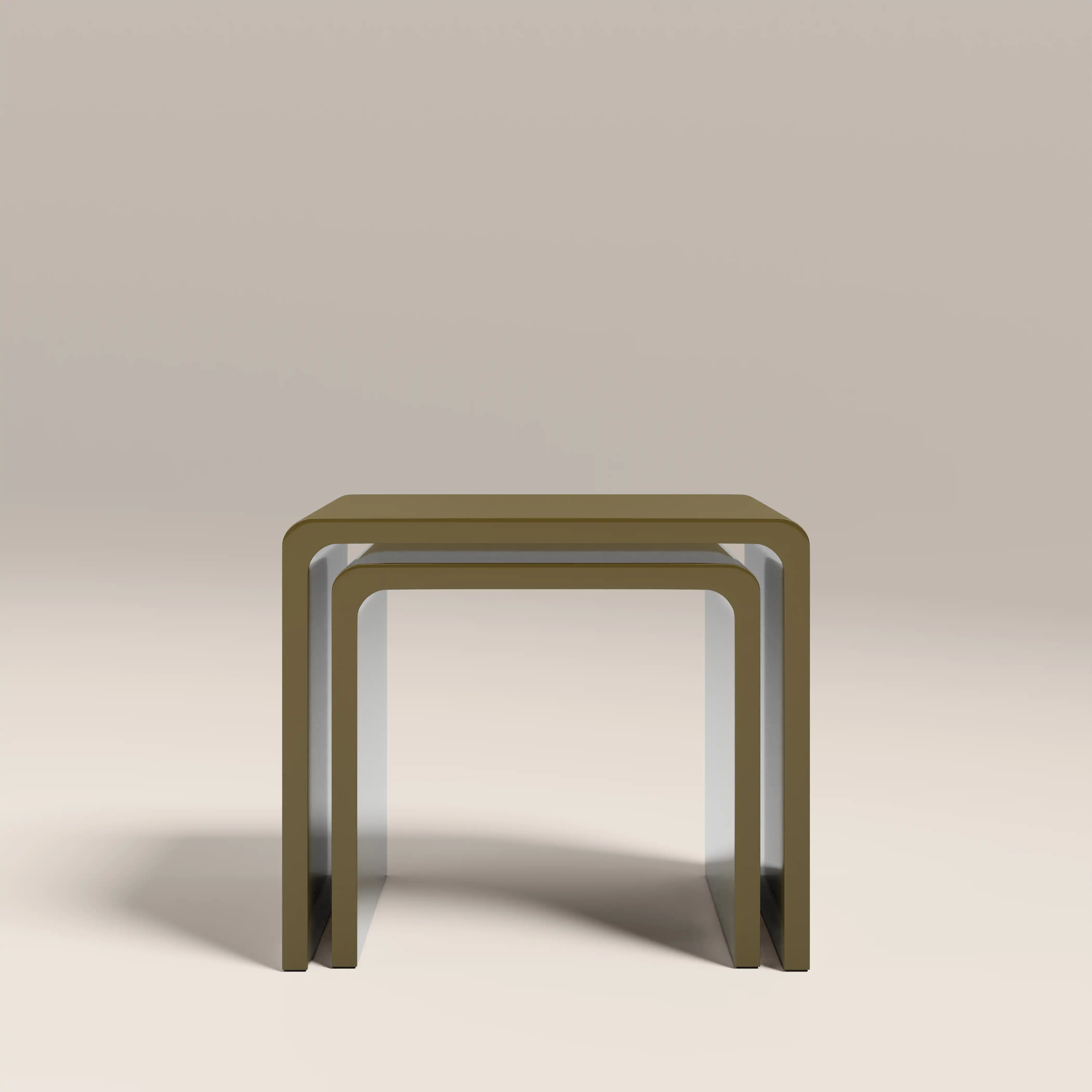 Barney Set of 2 Rectangle Nesting Side Tables | High Gloss Olive Green - Image 2