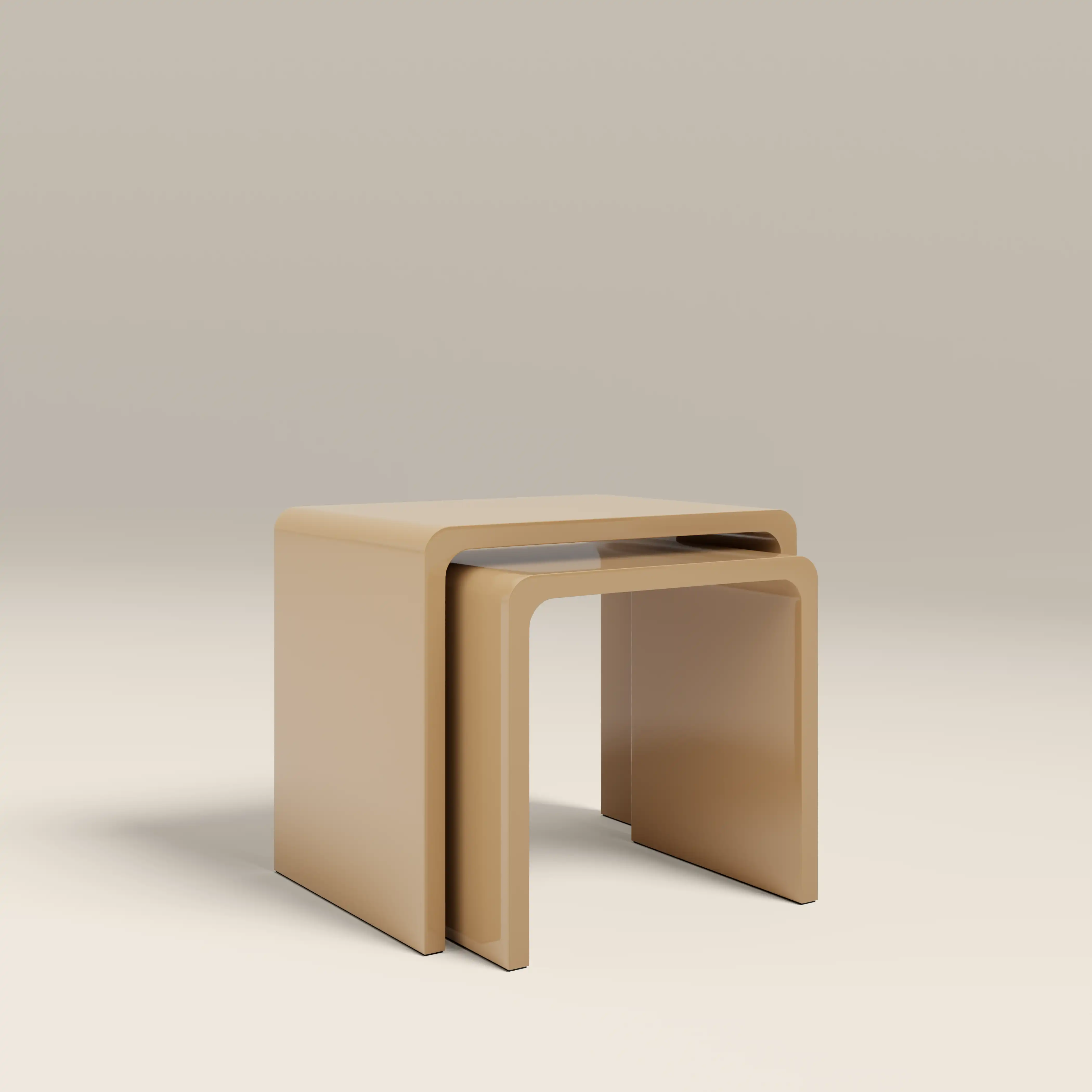 Barney Set of 2 Rectangle Nesting Side Tables | High Gloss Taupe