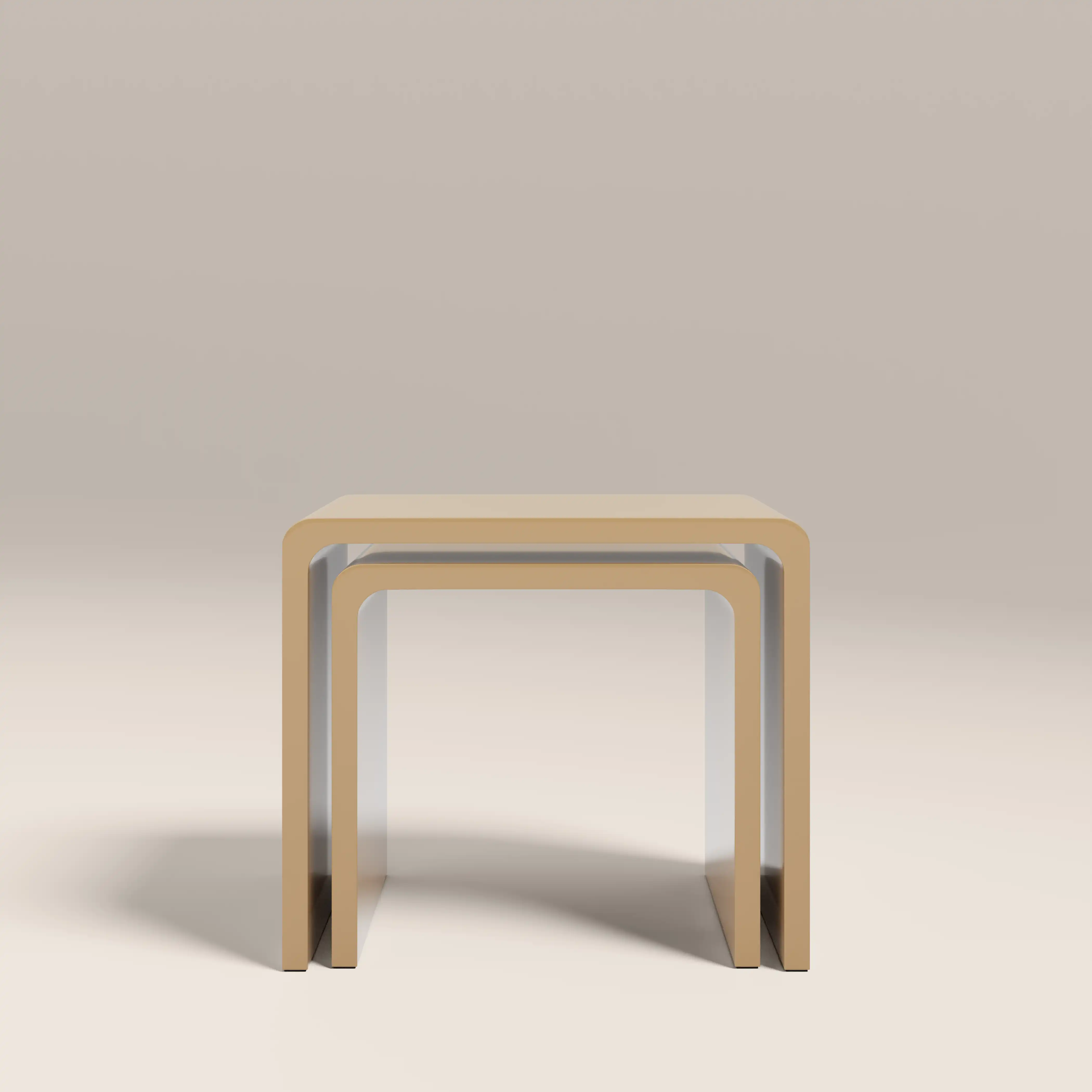 Barney Set of 2 Rectangle Nesting Side Tables | High Gloss Taupe - Image 2