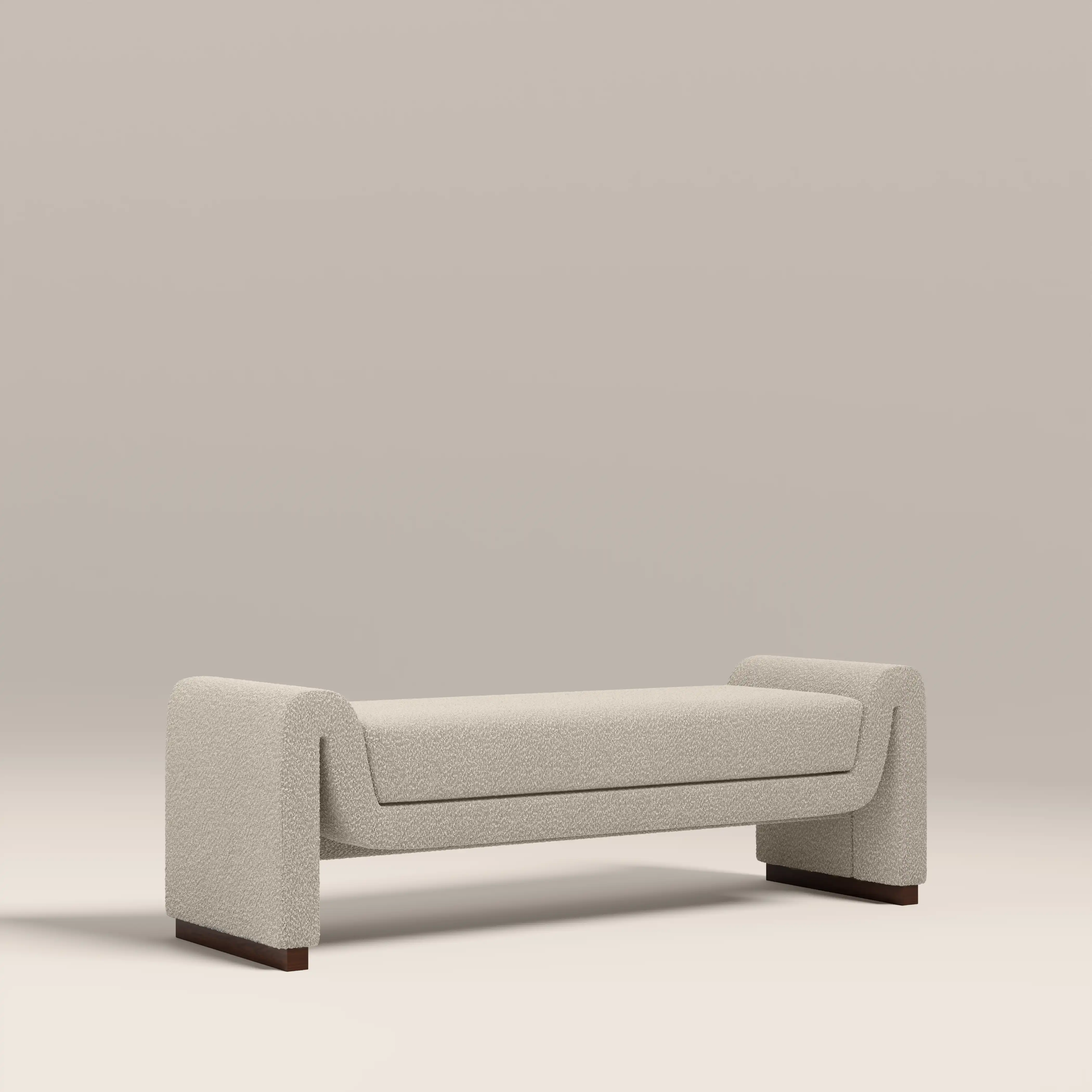 Bennett Bench | Speckled Stone Sustainable Boucle & Walnut - Image 2