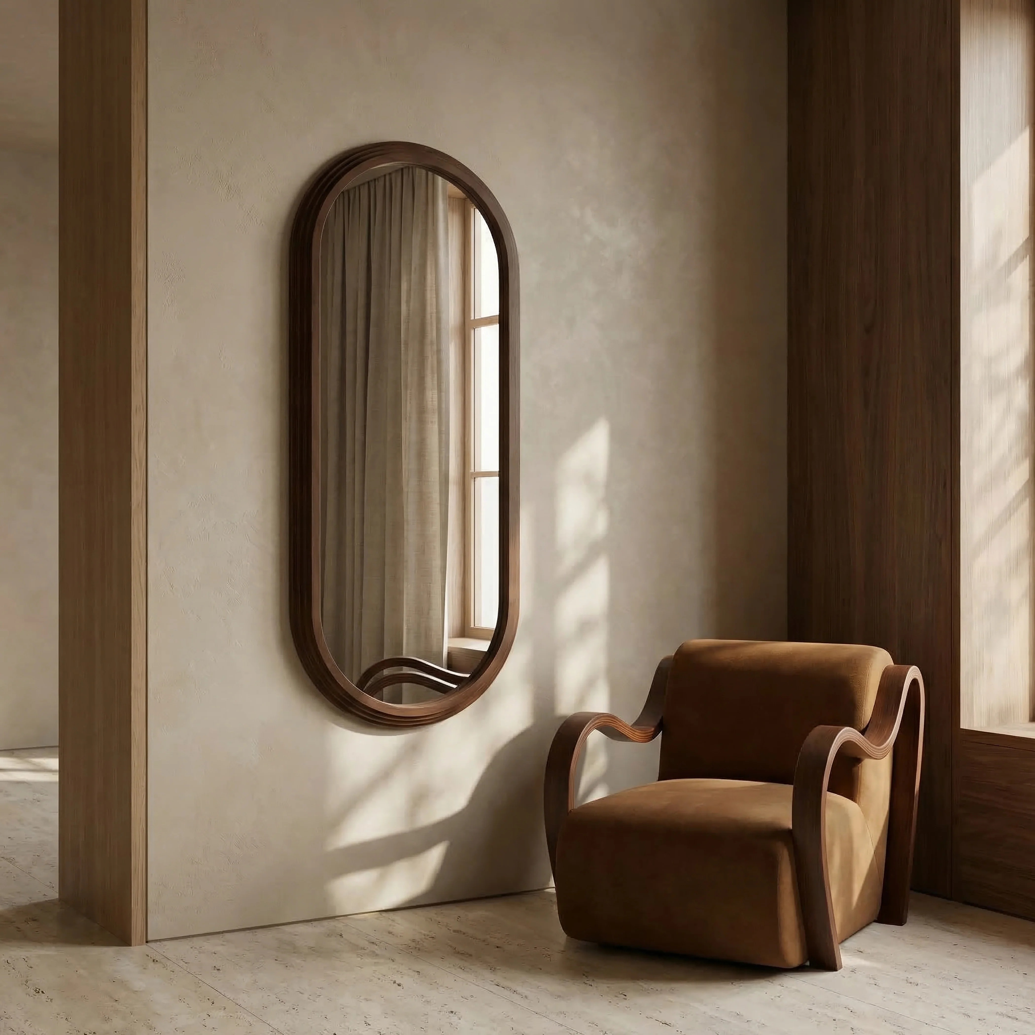 Bette Floor Length Wall Mirror, 120 x 50 cm | Walnut - Image 2
