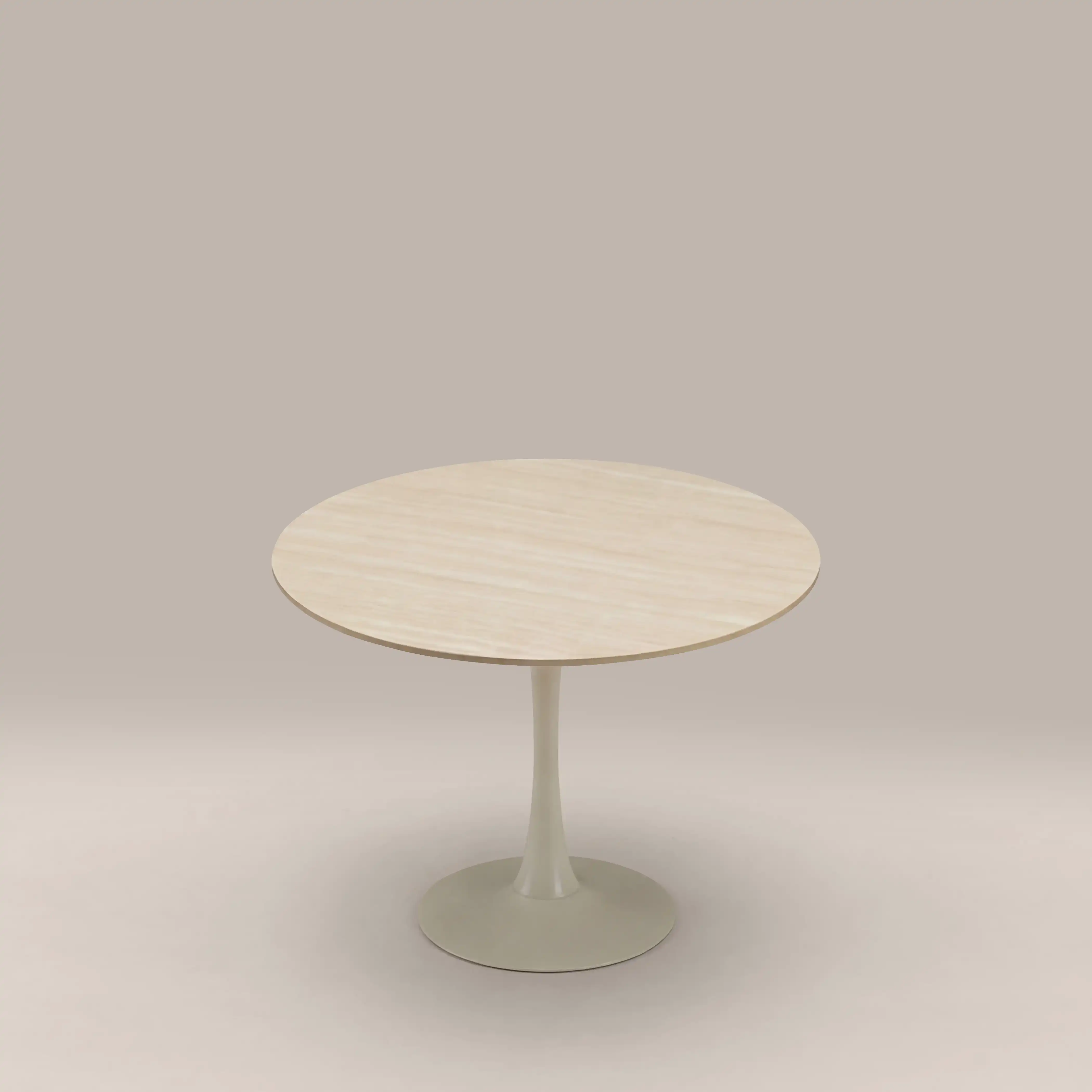 Byre 2 Seat Round Dining Table | Natural Travertine Effect Sintered Stone & Cream - Image 2