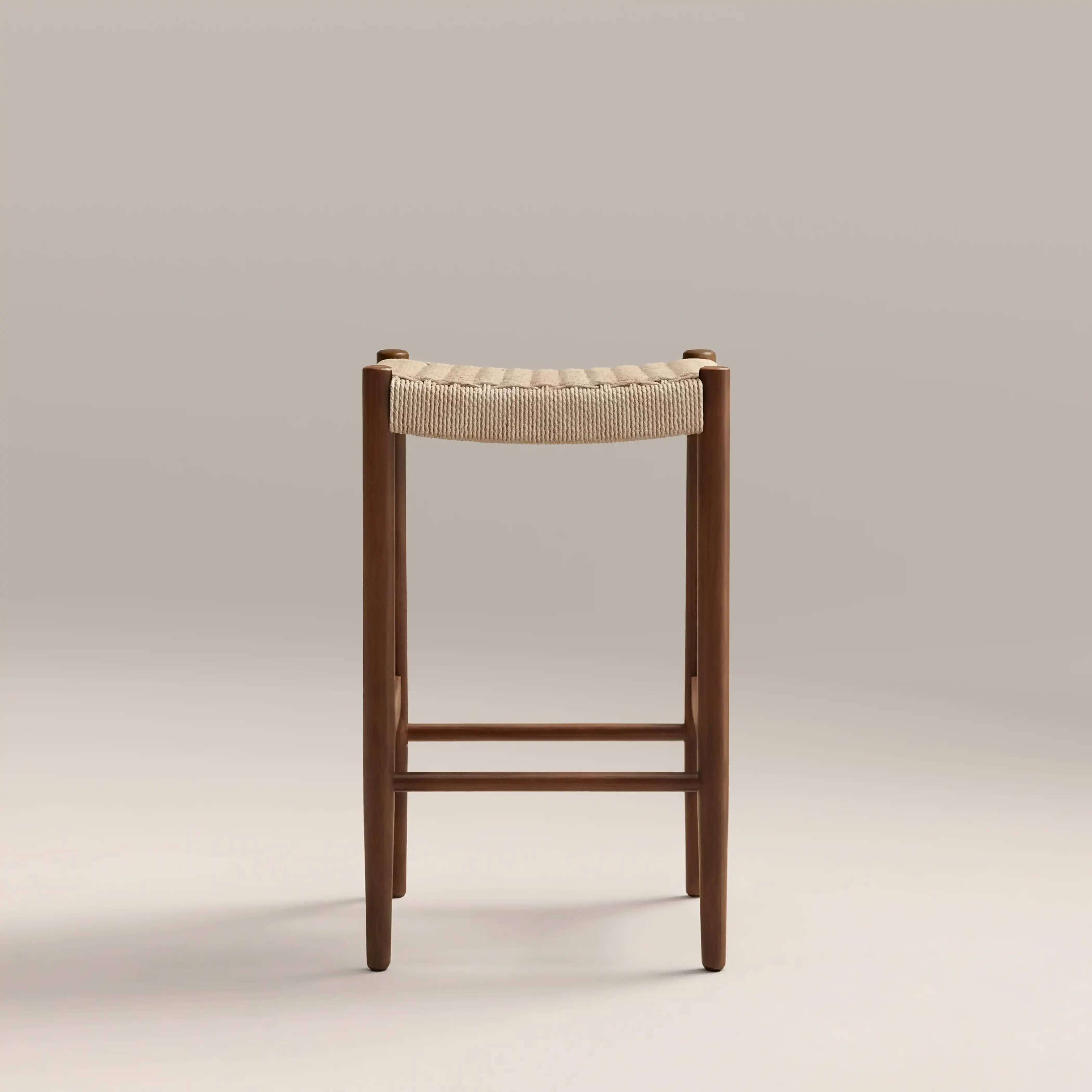 Caleb Wooden Kitchen Stool | Natural Weave & Walnut - Image 5