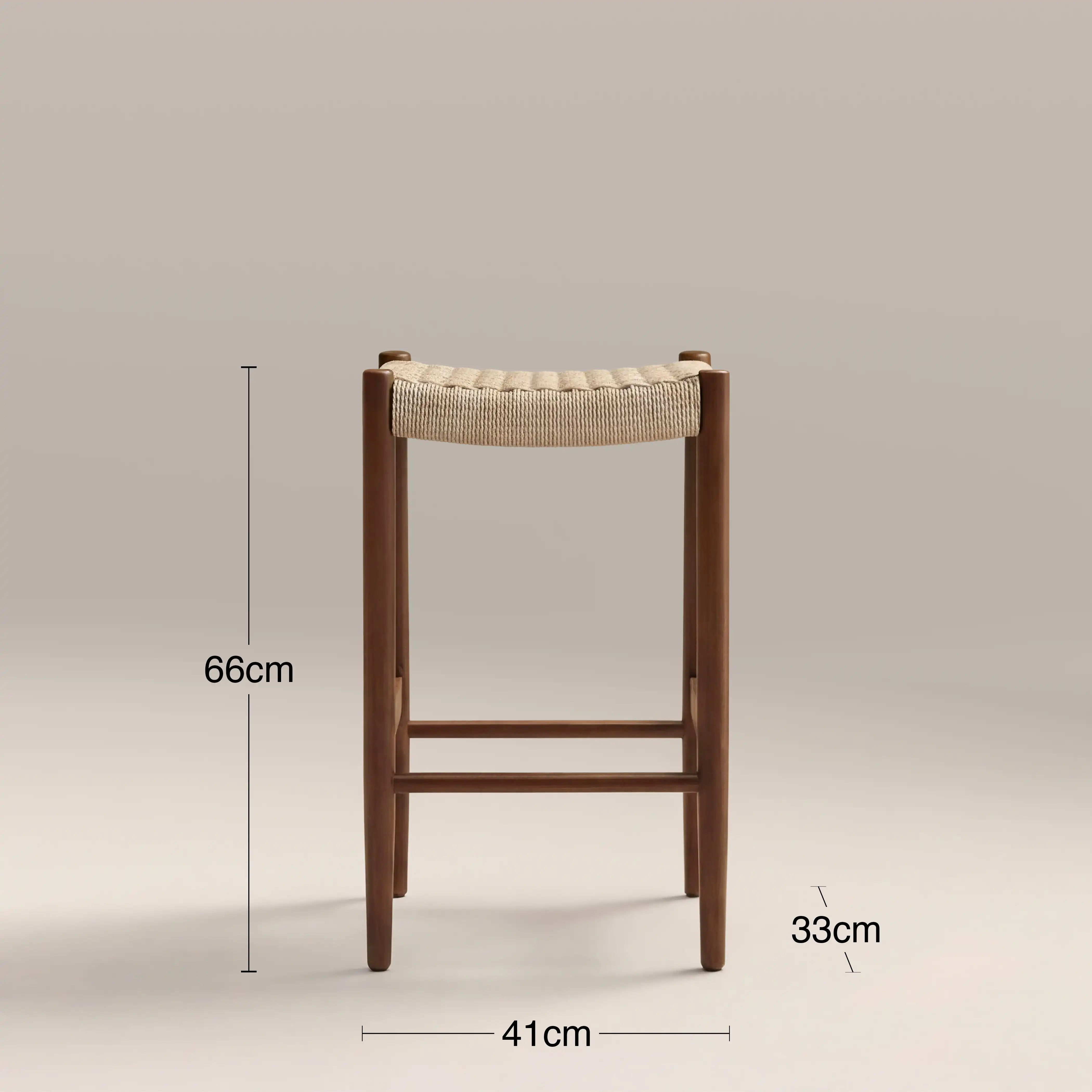 Caleb Wooden Kitchen Stool | Natural Weave & Walnut - Image 6