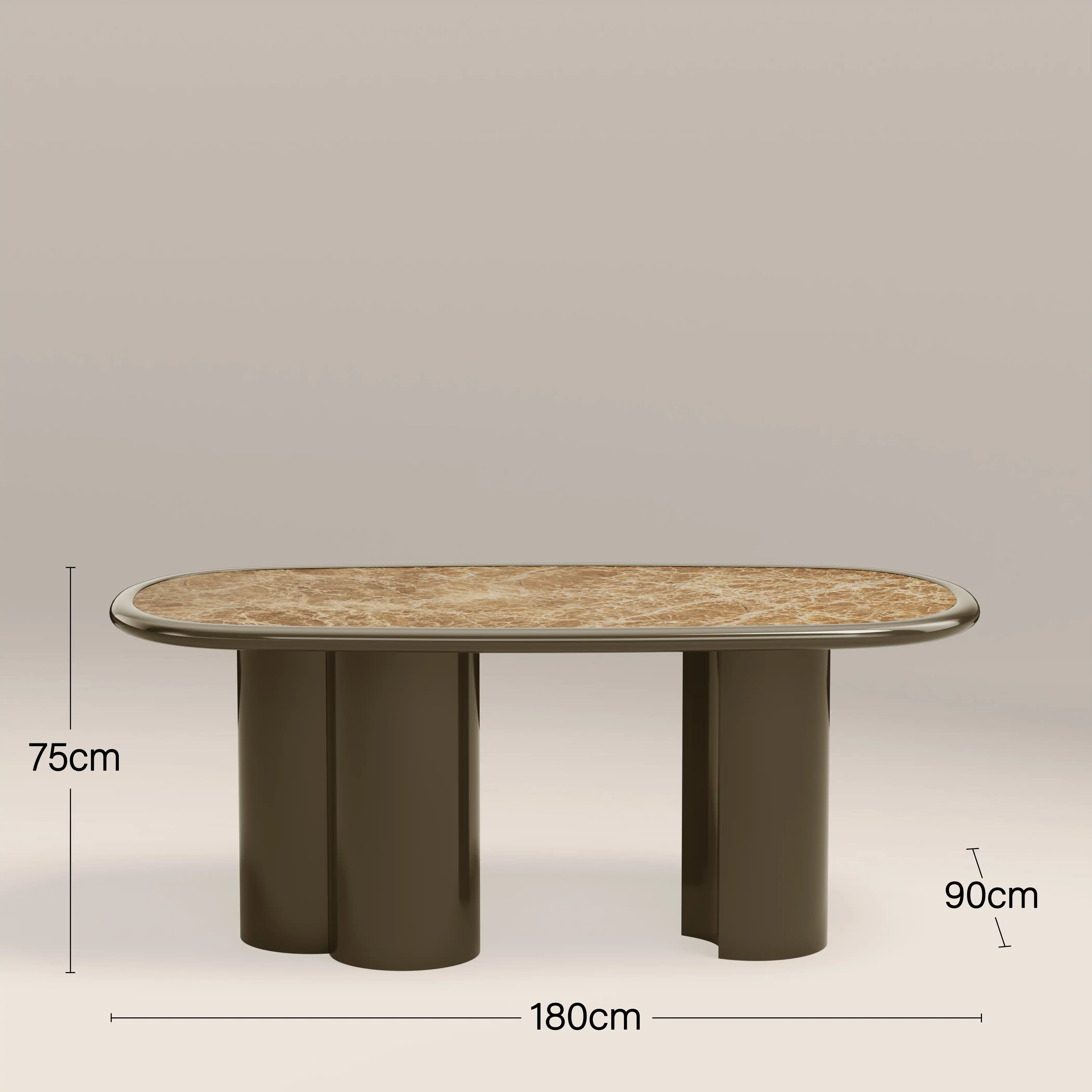 Carson 6 Seat Oval Dining Table | Cappuccino Marble & High Gloss Clay Green - Image 6