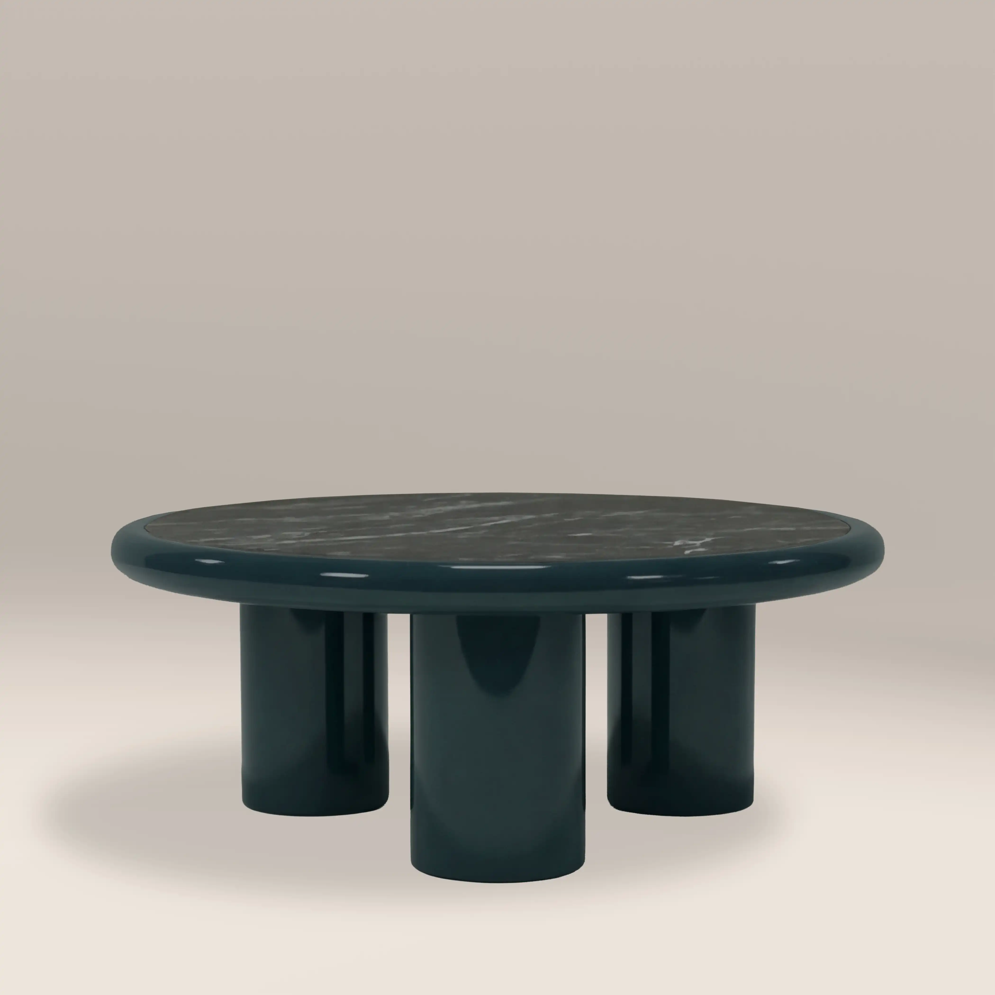 Carson Round Coffee Table | Emerald Green Marble & High Gloss Emerald Green