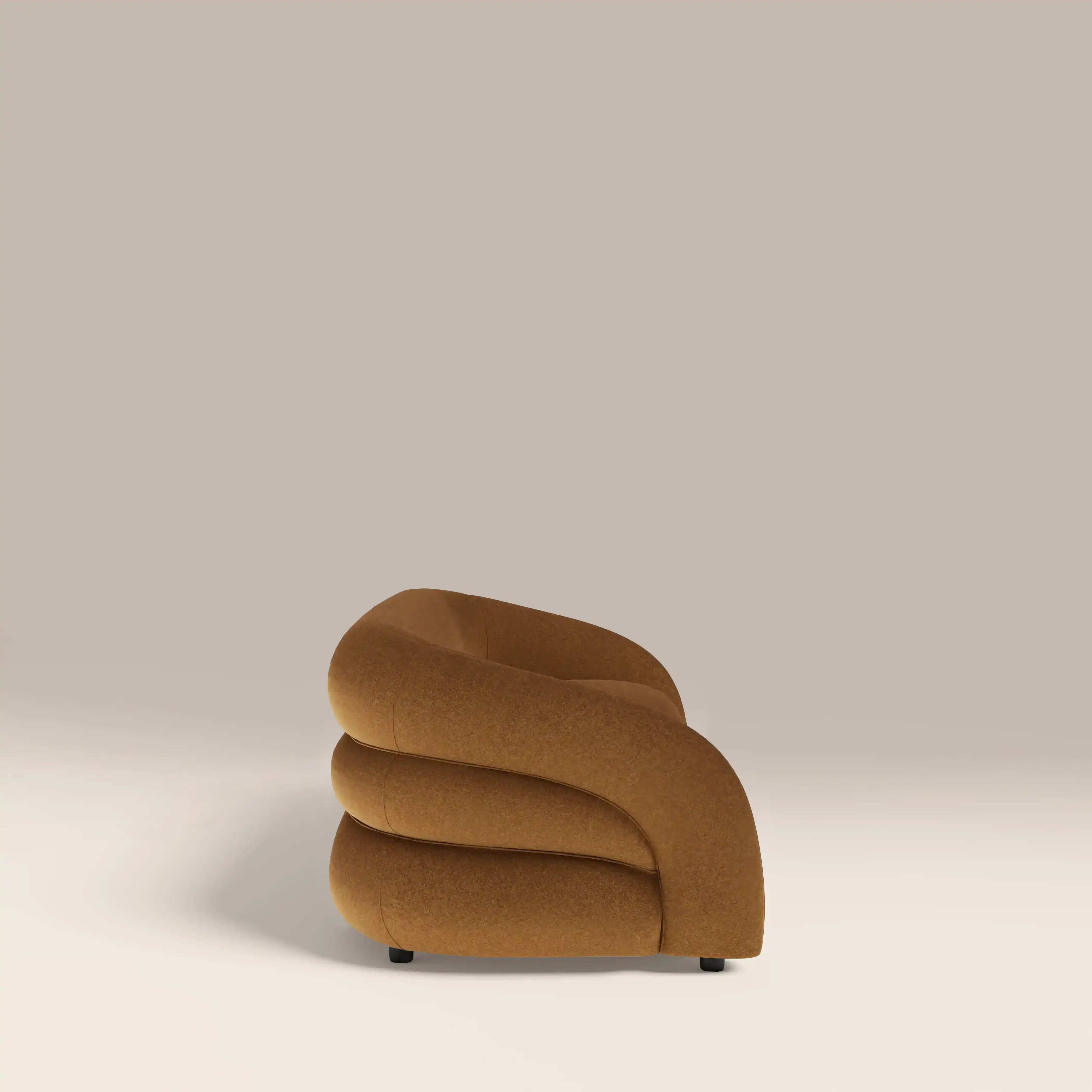 Chaplin 3 Seater Sofa | Caramel Brown Sustainable Mohair Velvet & Walnut - Image 5