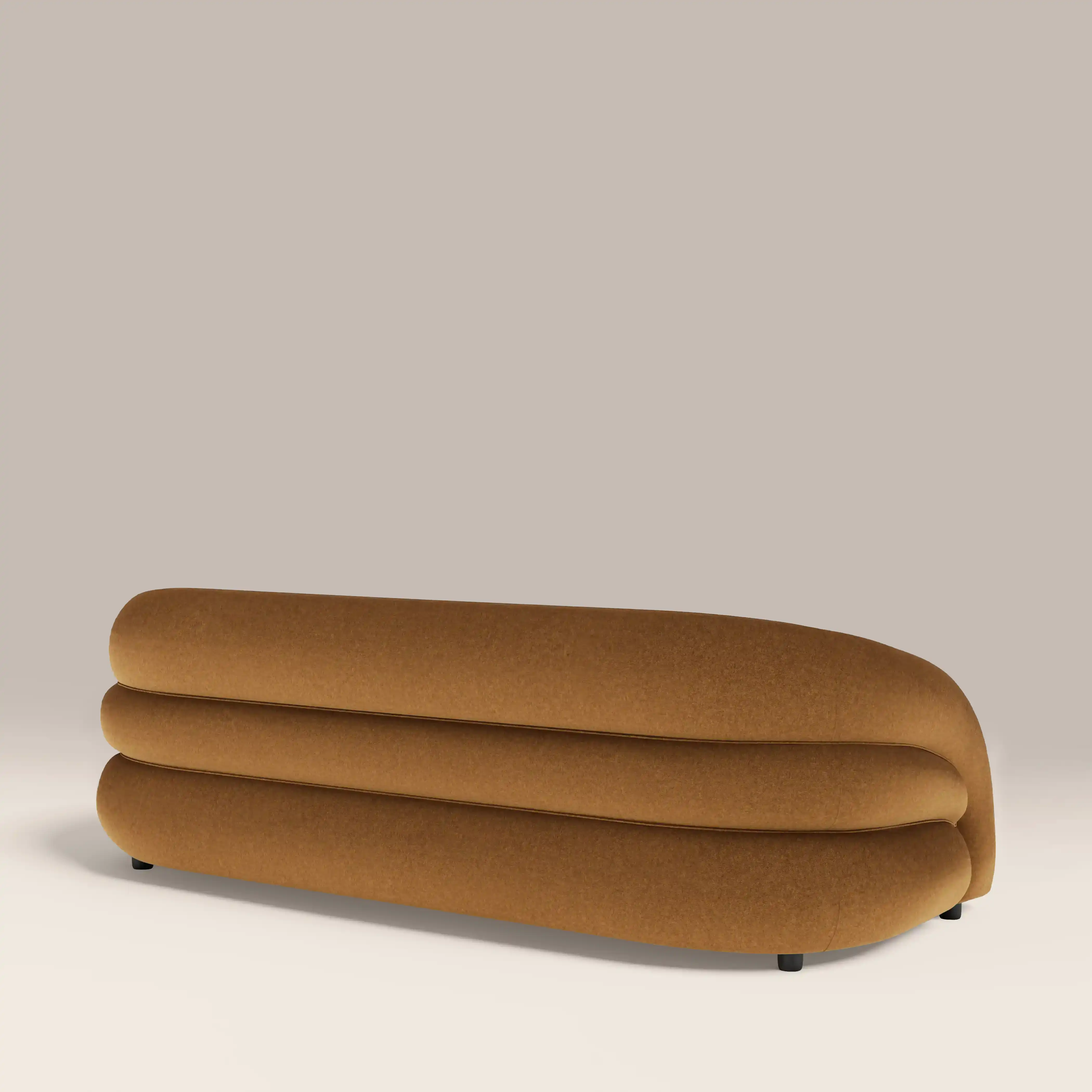Chaplin 3 Seater Sofa | Caramel Brown Sustainable Mohair Velvet & Walnut - Image 6