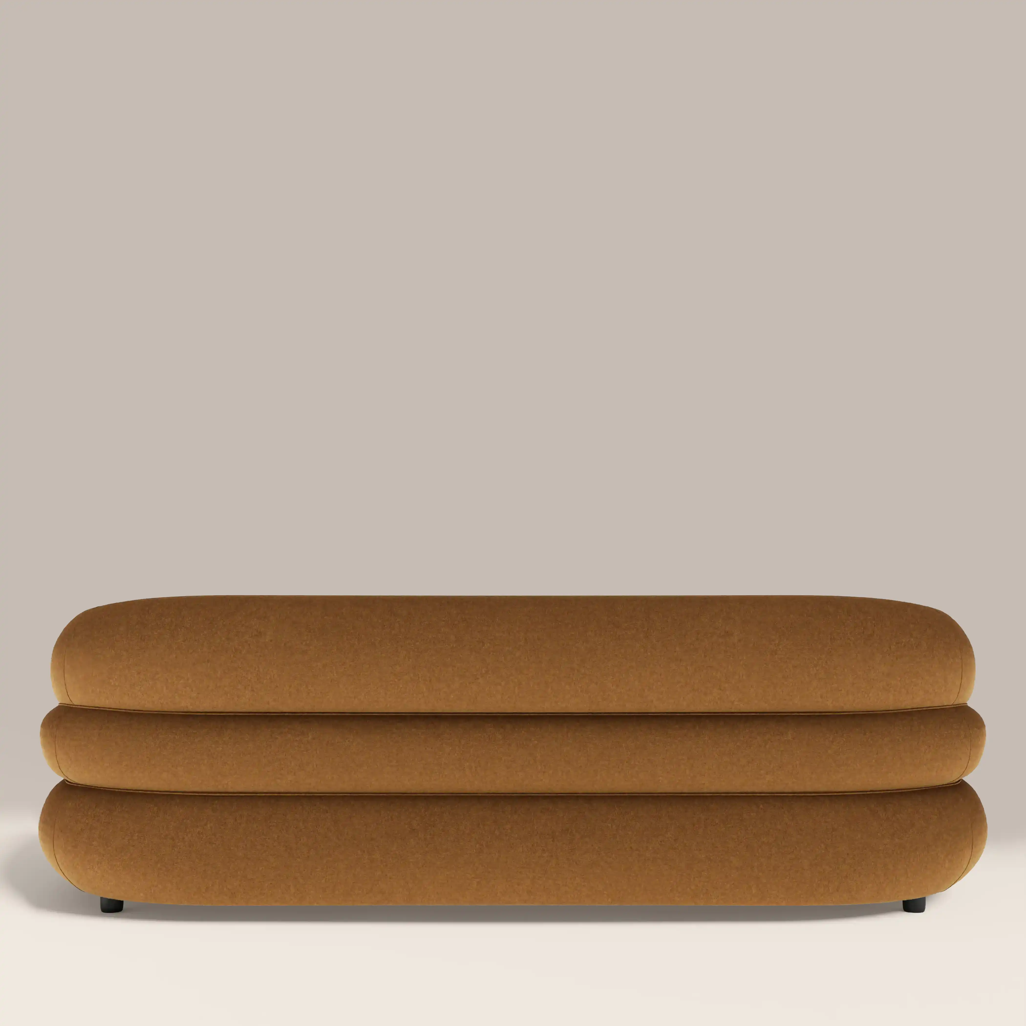Chaplin 3 Seater Sofa | Caramel Brown Sustainable Mohair Velvet & Walnut - Image 7