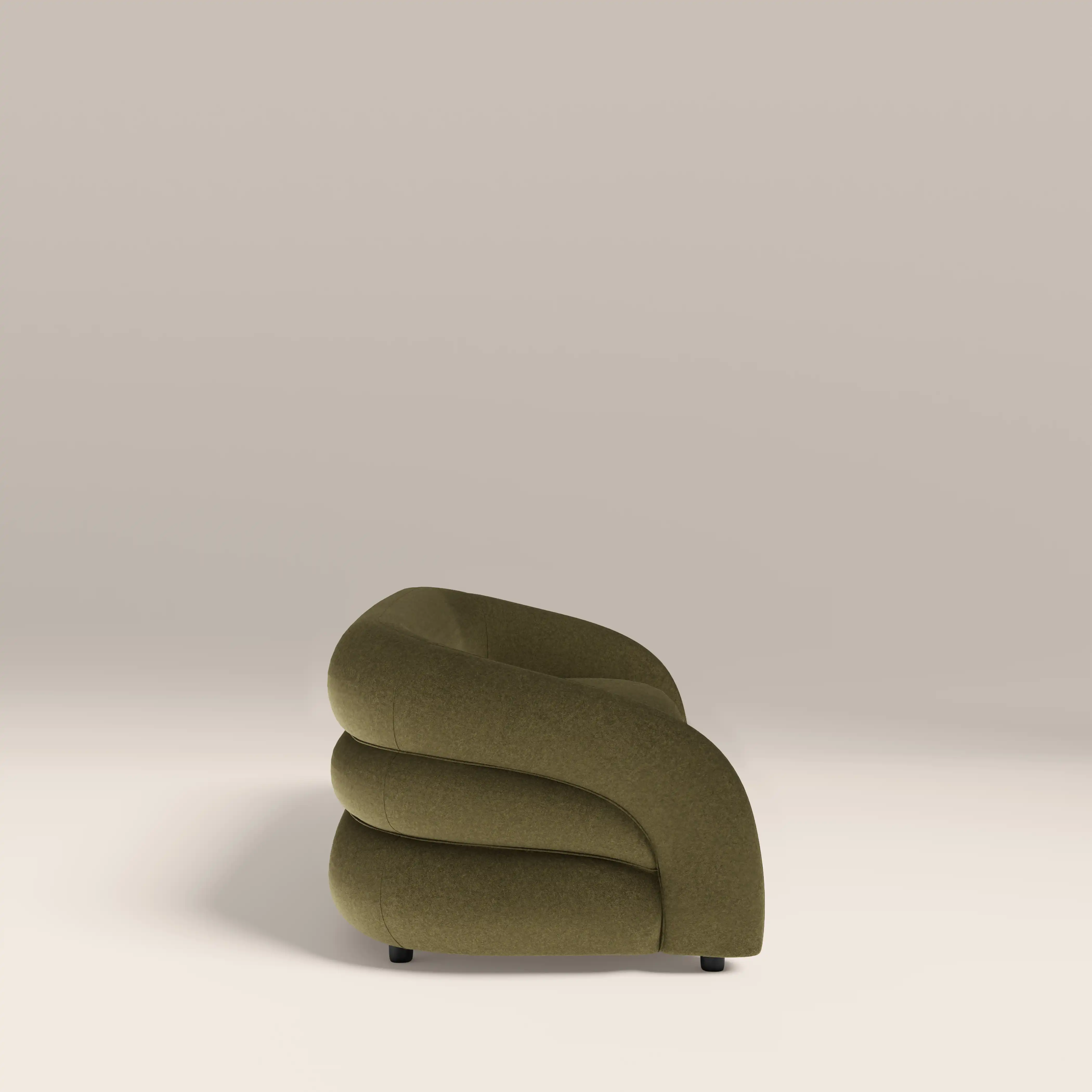 Chaplin 3 Seater Sofa | Moss Green Sustainable Mohair Velvet & Walnut - Image 5