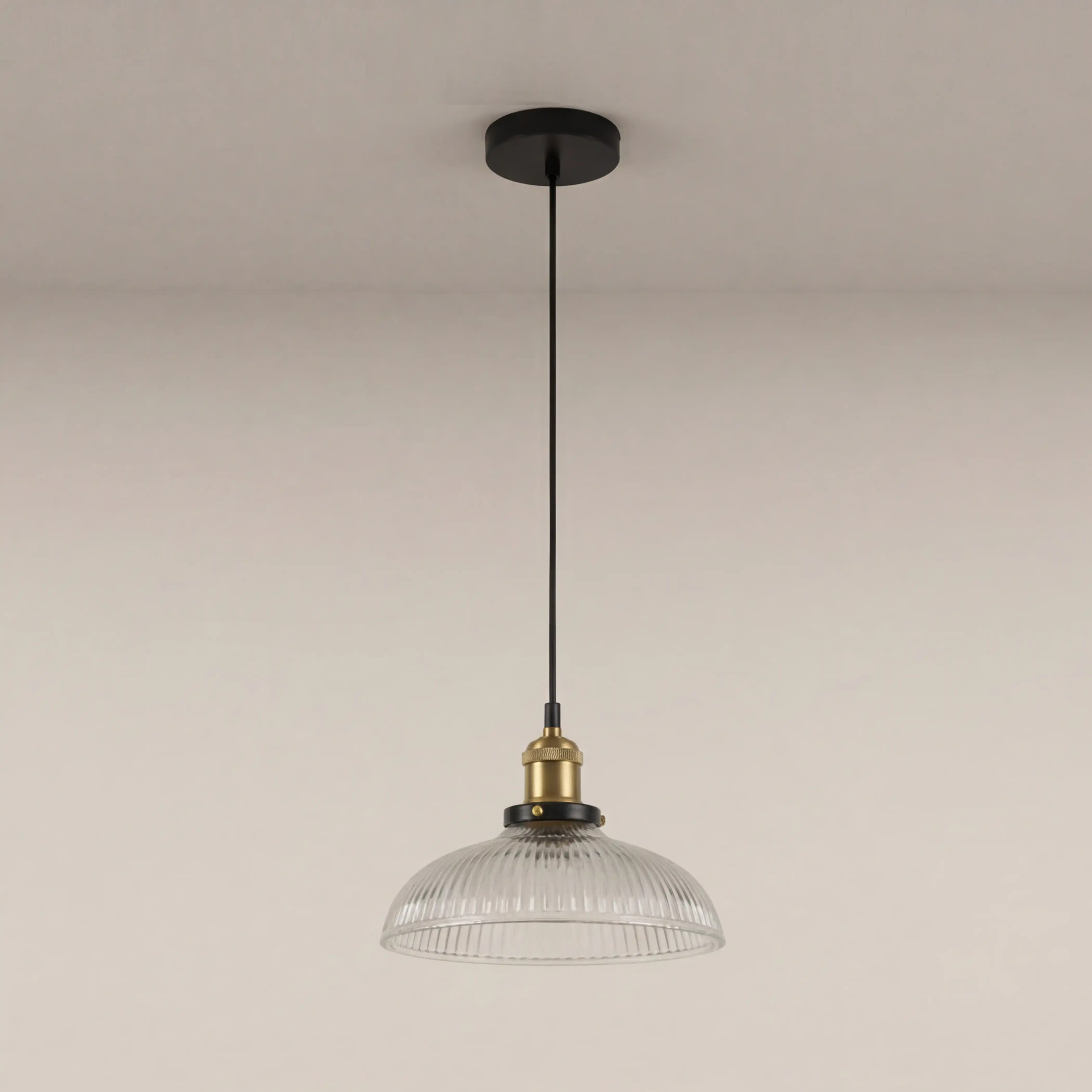 Cianna Ribbed Pendant Light | Ribbed Glass & Brass - Image 3