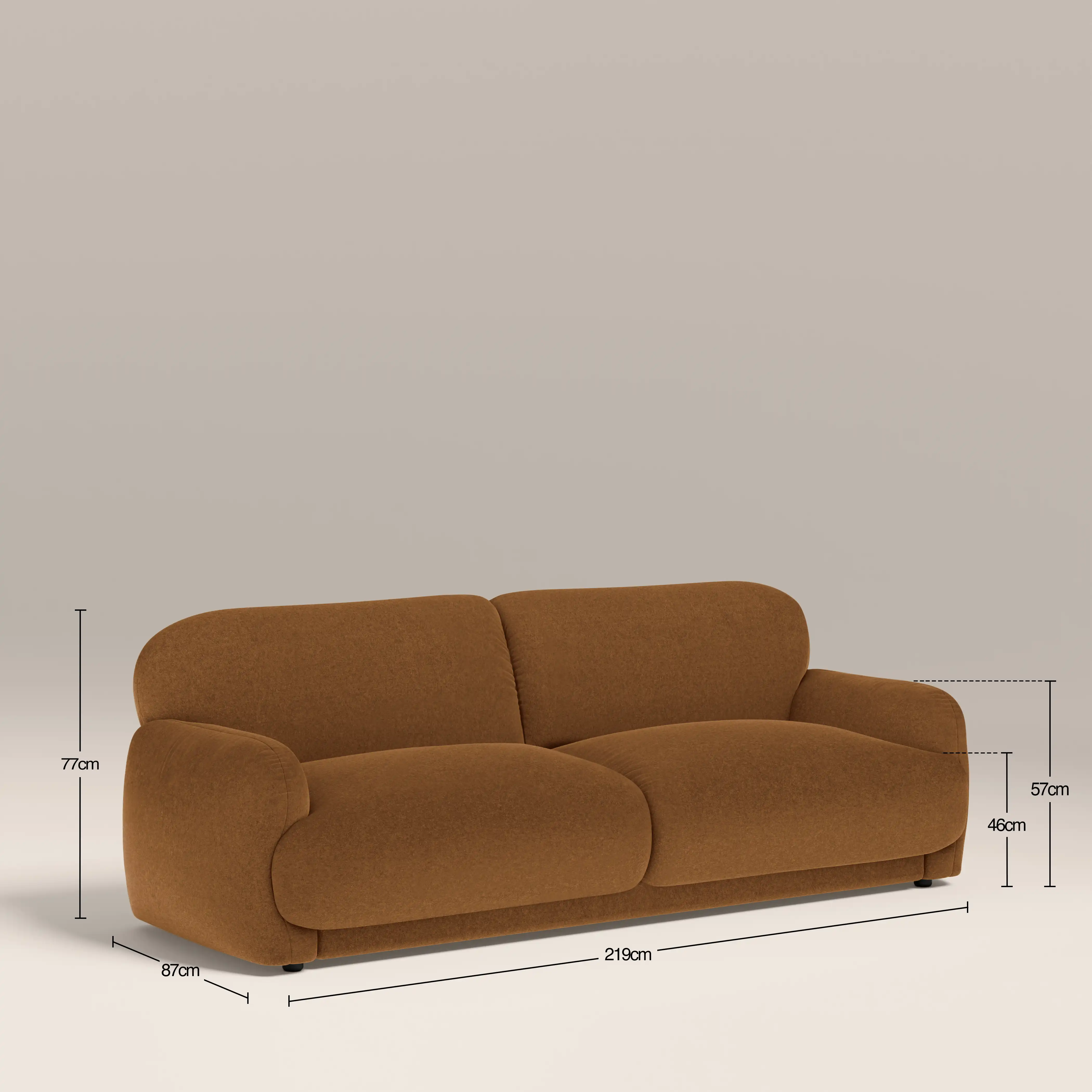 Cloud 3 Seater Sofa | Caramel Brown Sustainable Mohair Velvet - Image 7