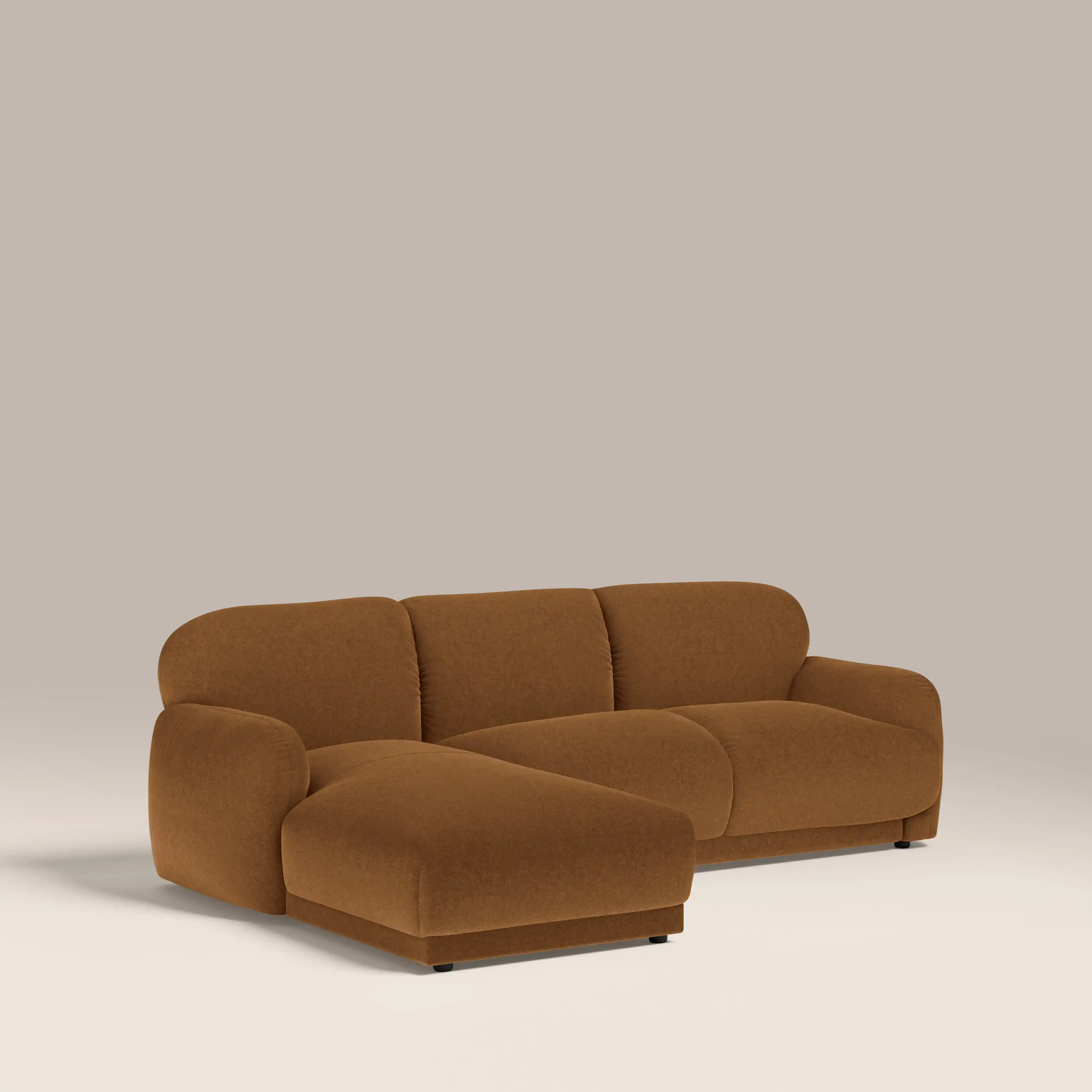 Cloud Left Hand Chaise Sofa | Caramel Brown Sustainable Mohair Velvet - Image 2