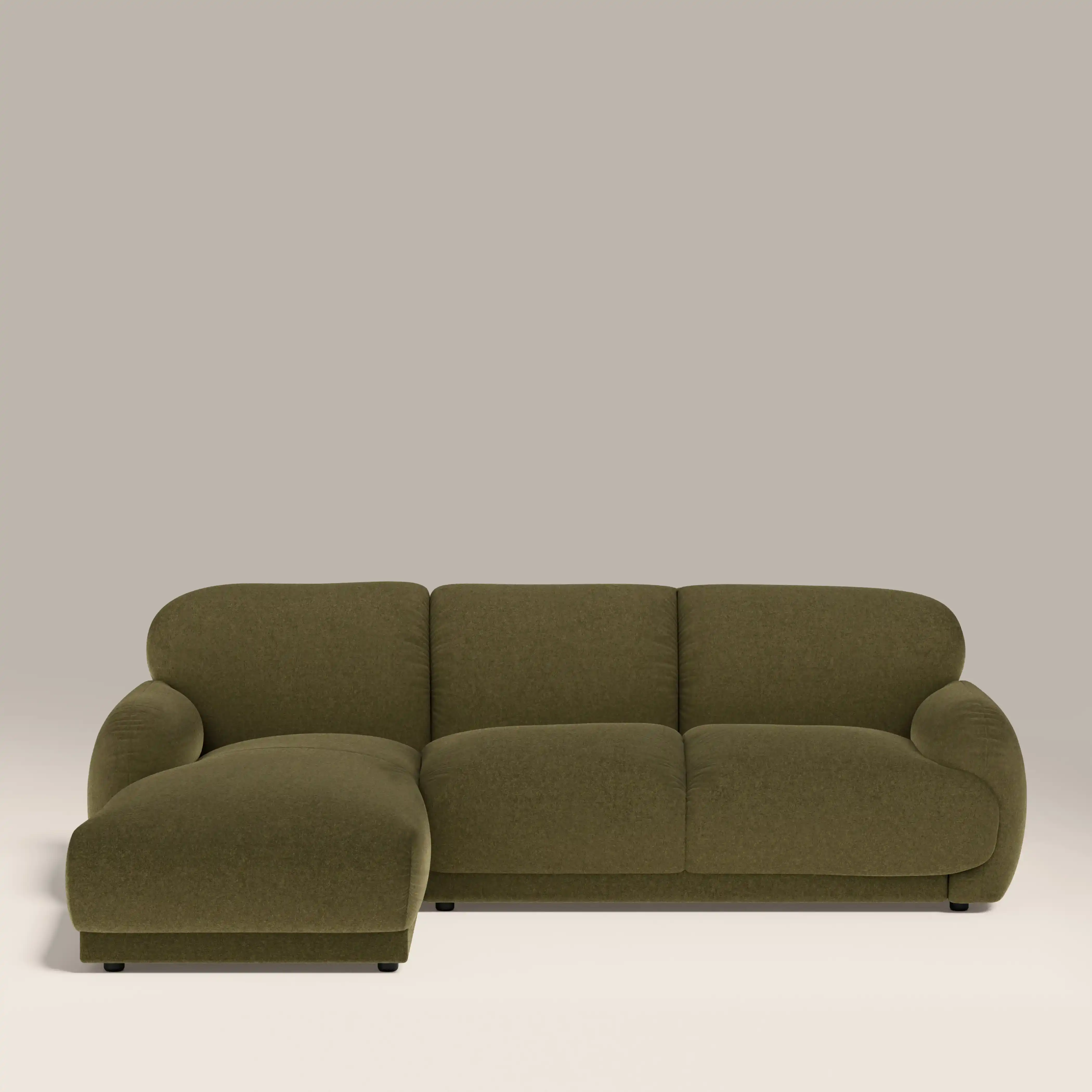 Cloud Left Hand Chaise Sofa | Moss Green Sustainable Mohair Velvet