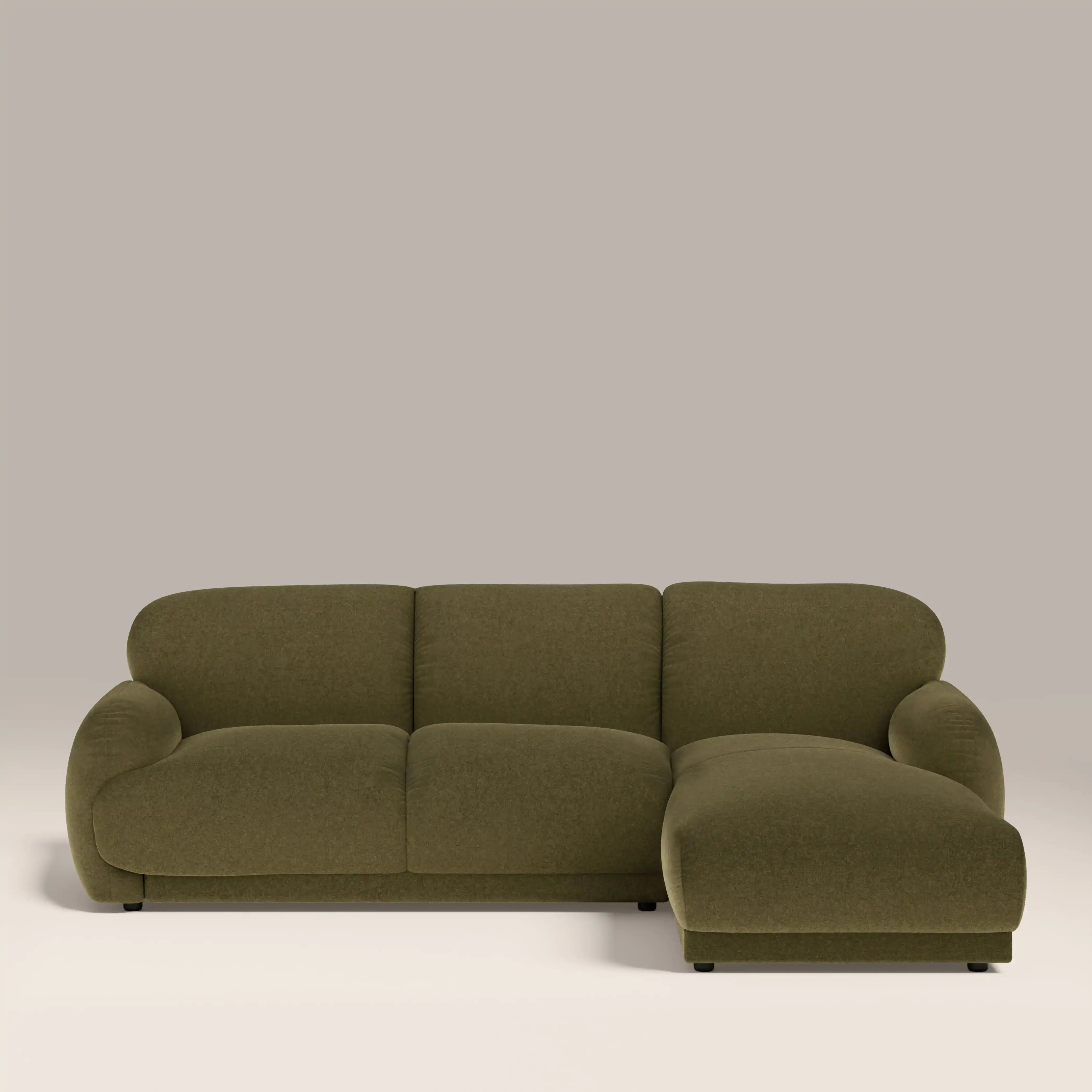 Cloud Right Hand Chaise Sofa | Moss Green Sustainable Mohair Velvet