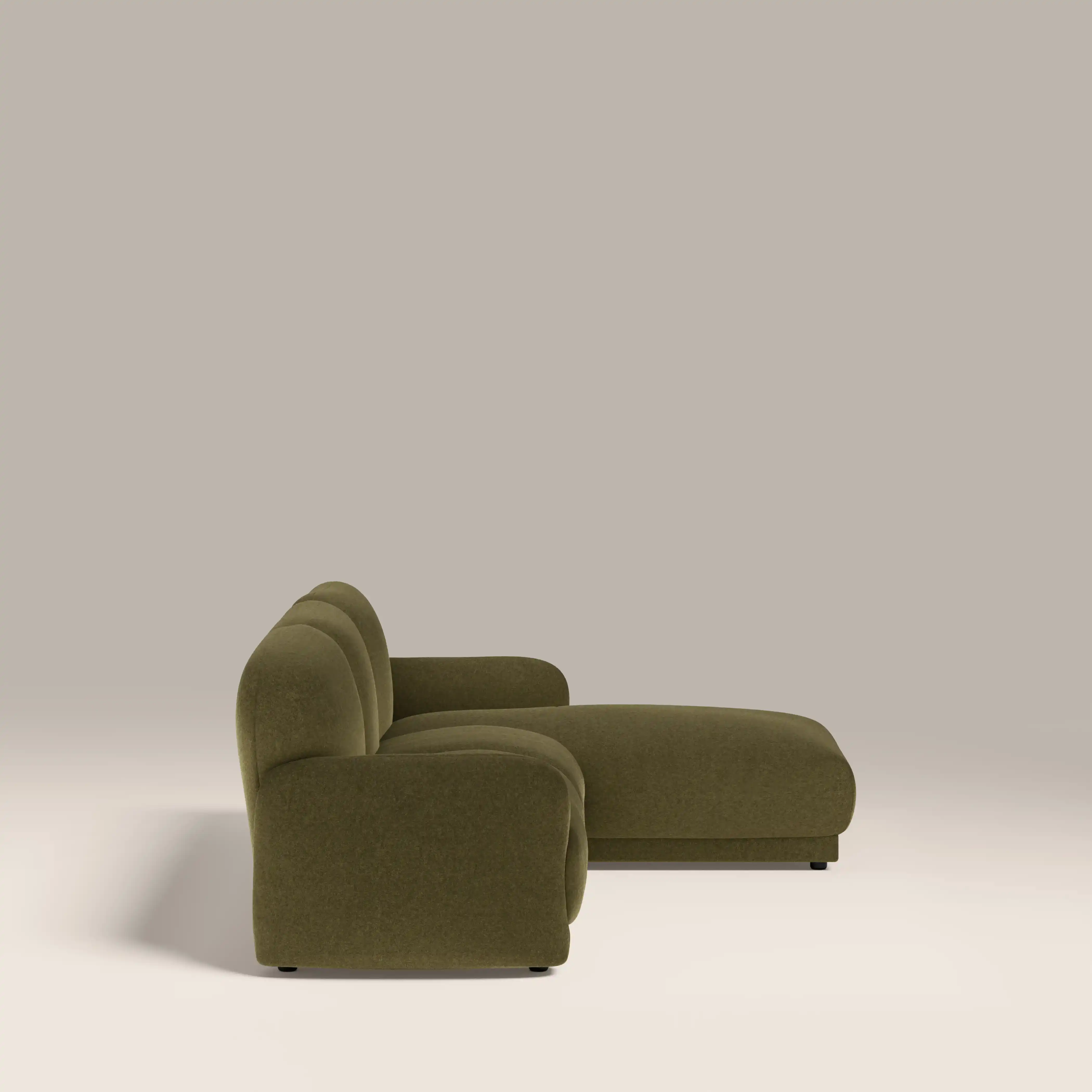 Cloud Right Hand Chaise Sofa | Moss Green Sustainable Mohair Velvet - Image 4