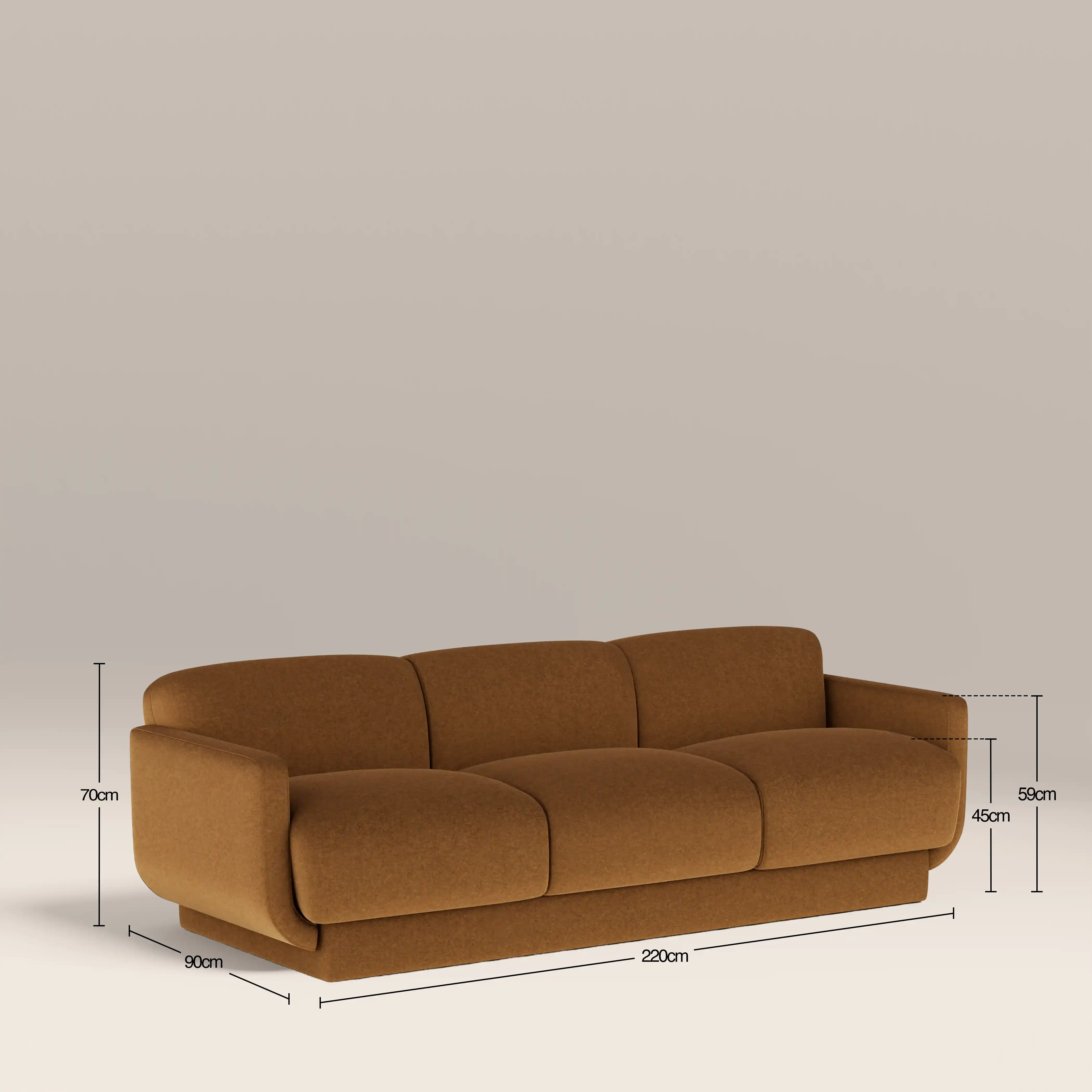 Connick 3 Seater Sofa | Caramel Brown Sustainable Mohair Velvet - Image 9