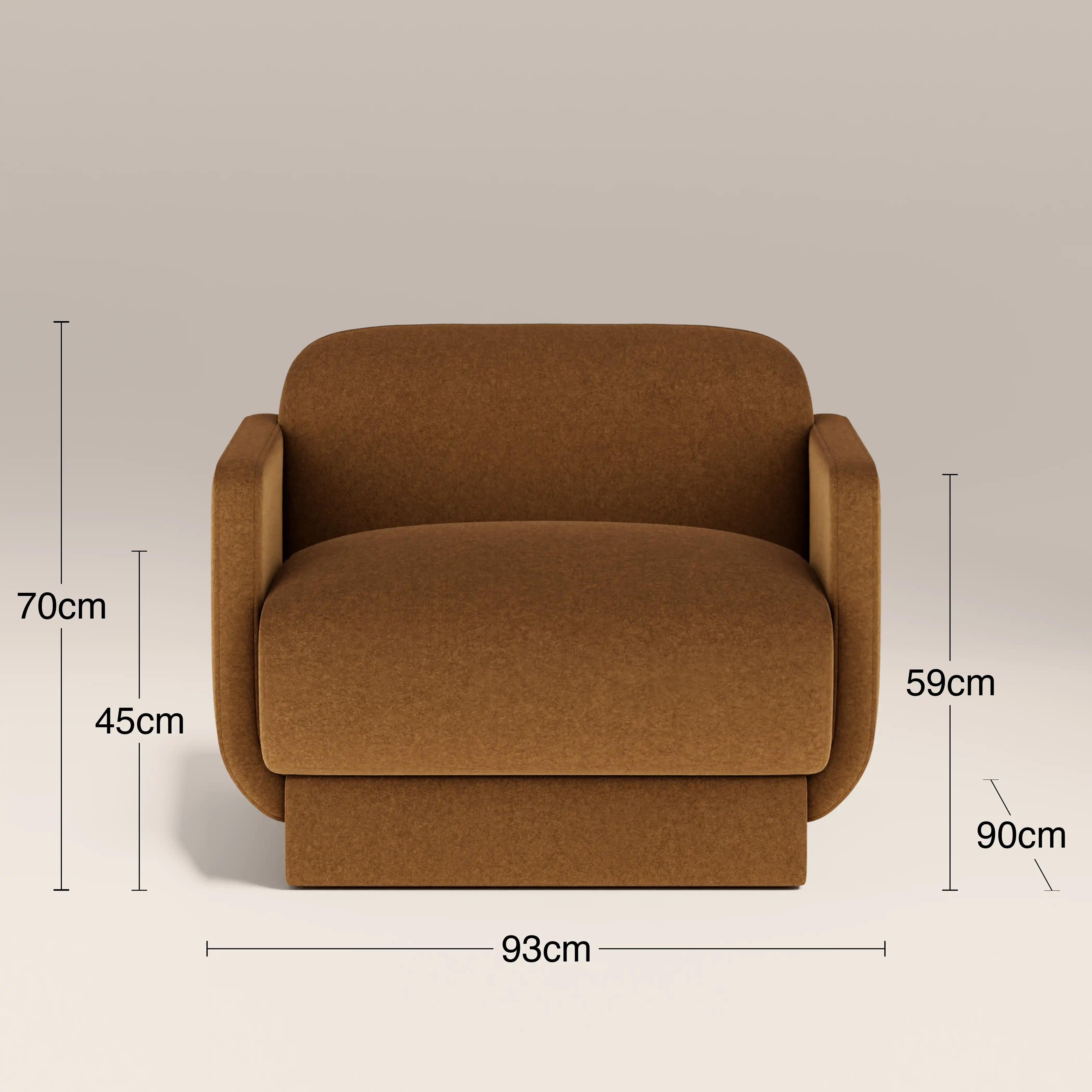 Connick Armchair | Caramel Brown Sustainable Mohair Velvet - Image 8