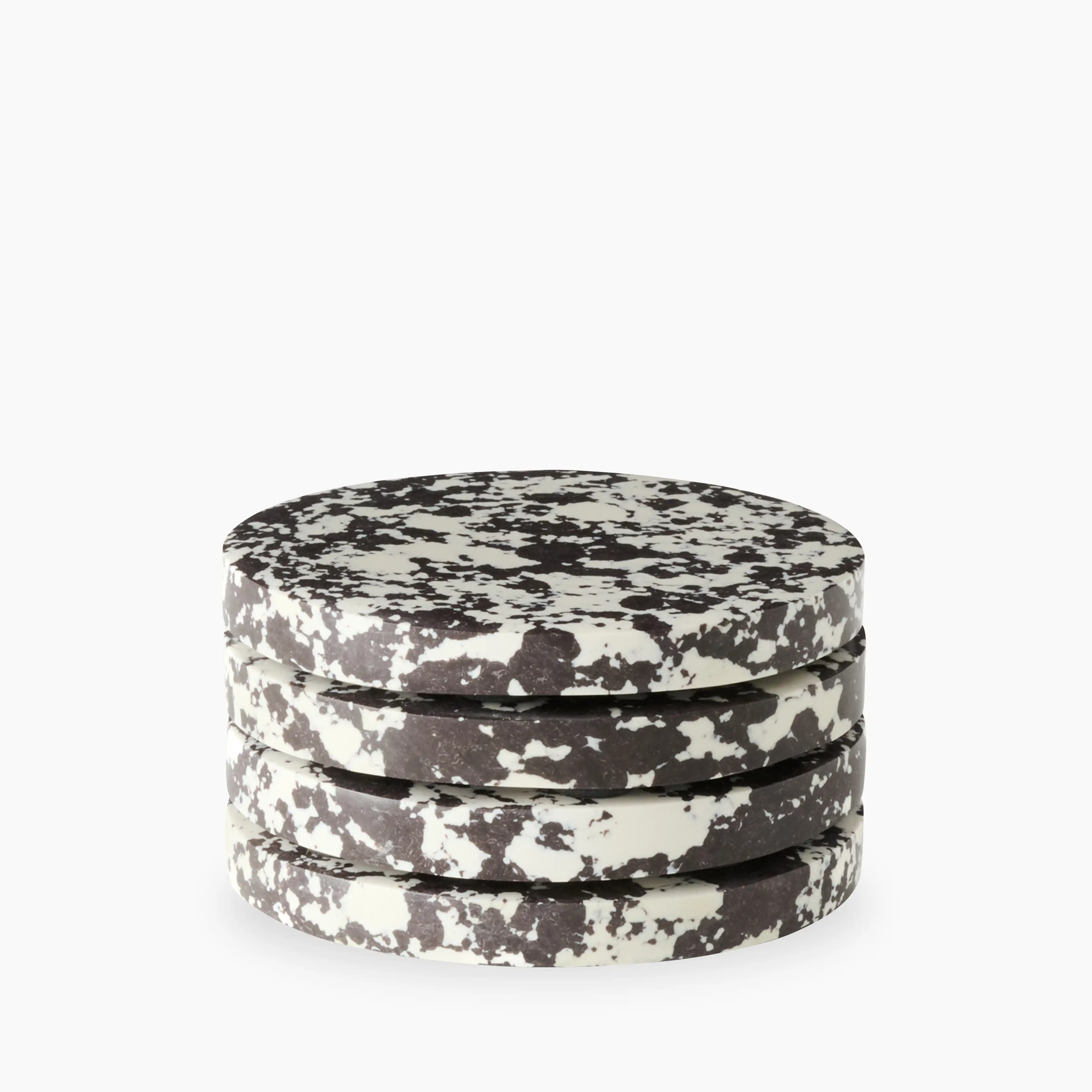 Rock Set of 4 Round Coasters | Black & White