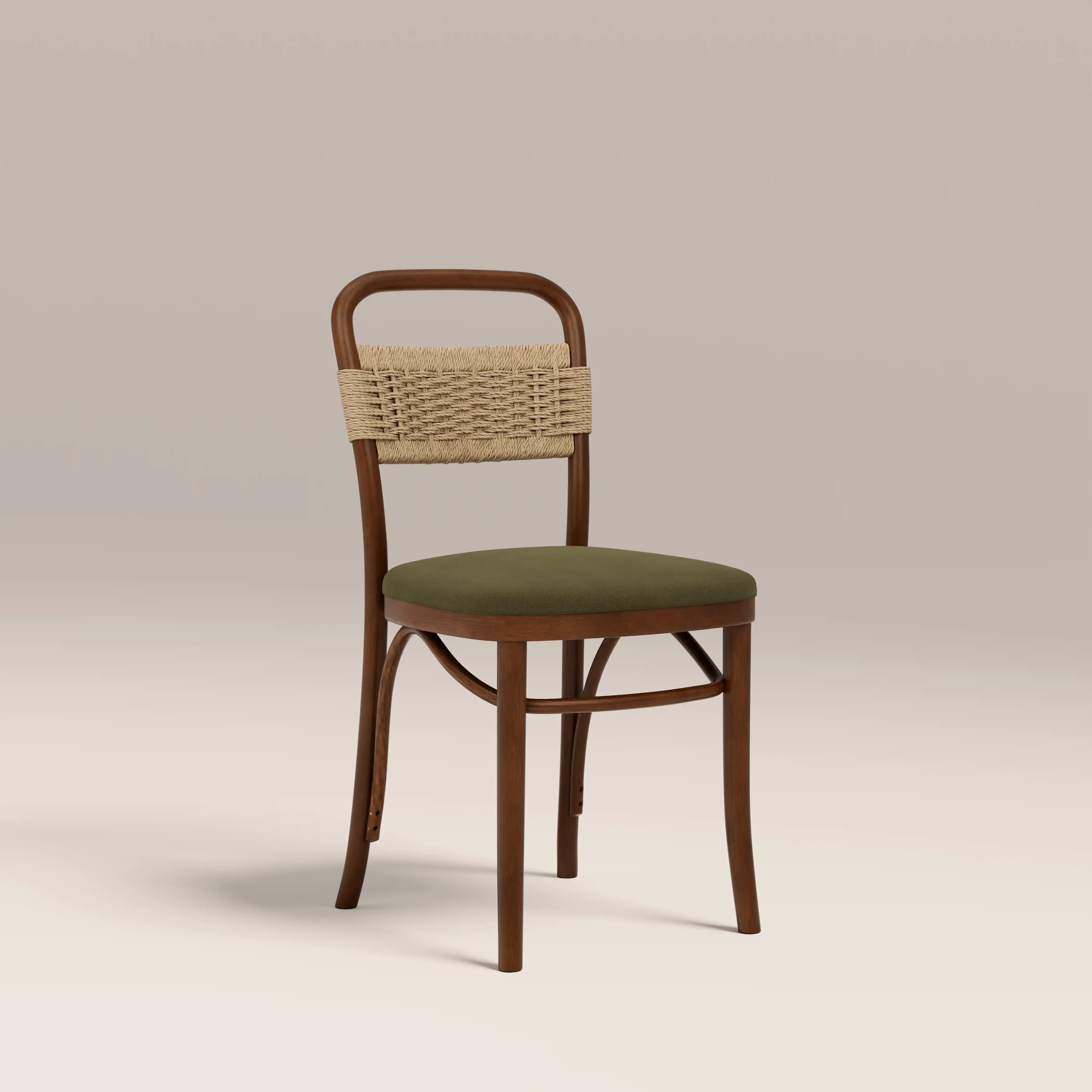 Daisy Wooden Dining Chair | Olive Green Sustainable Velvet & Walnut