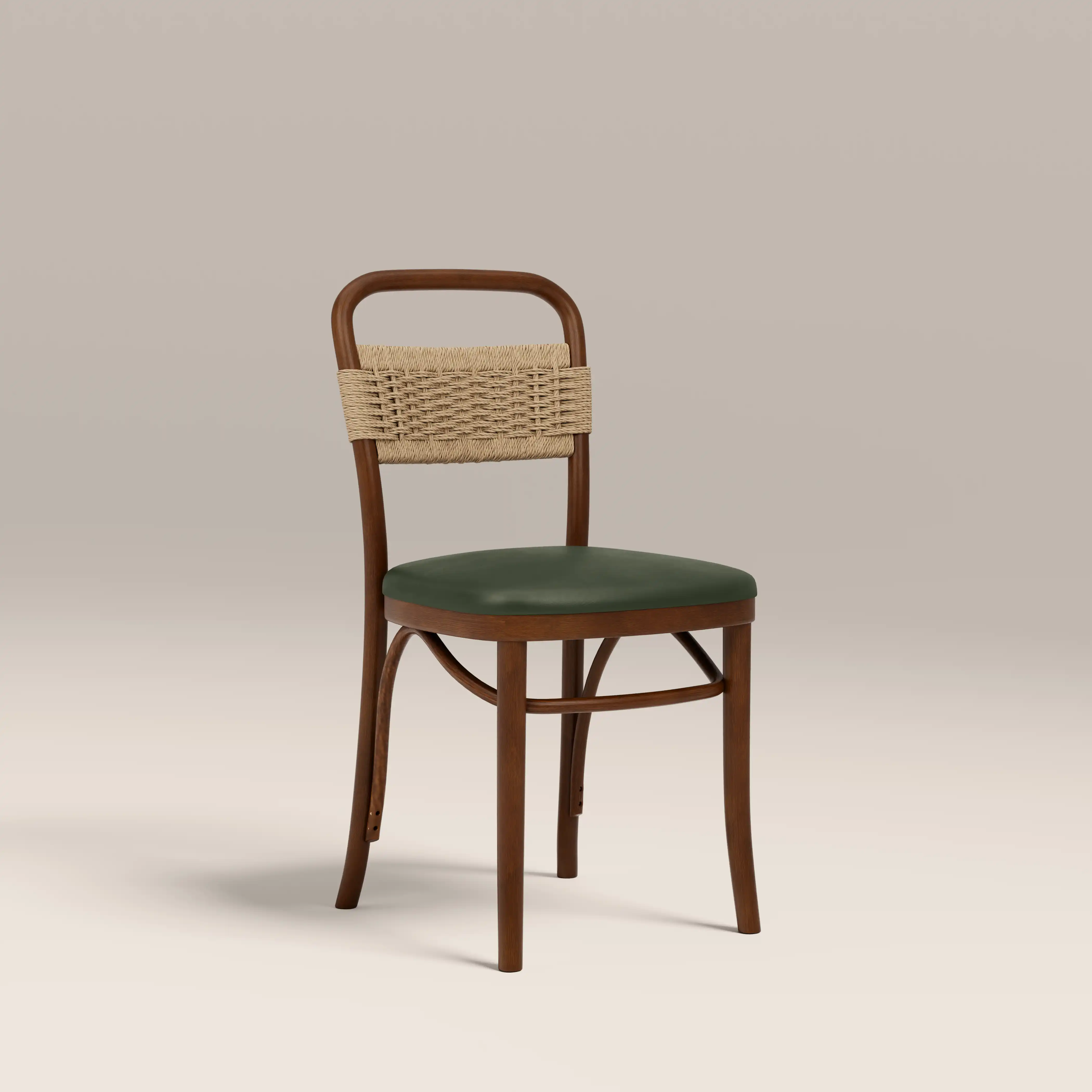 Daisy Wooden Dining Chair | Vintage Green Faux Leather & Walnut