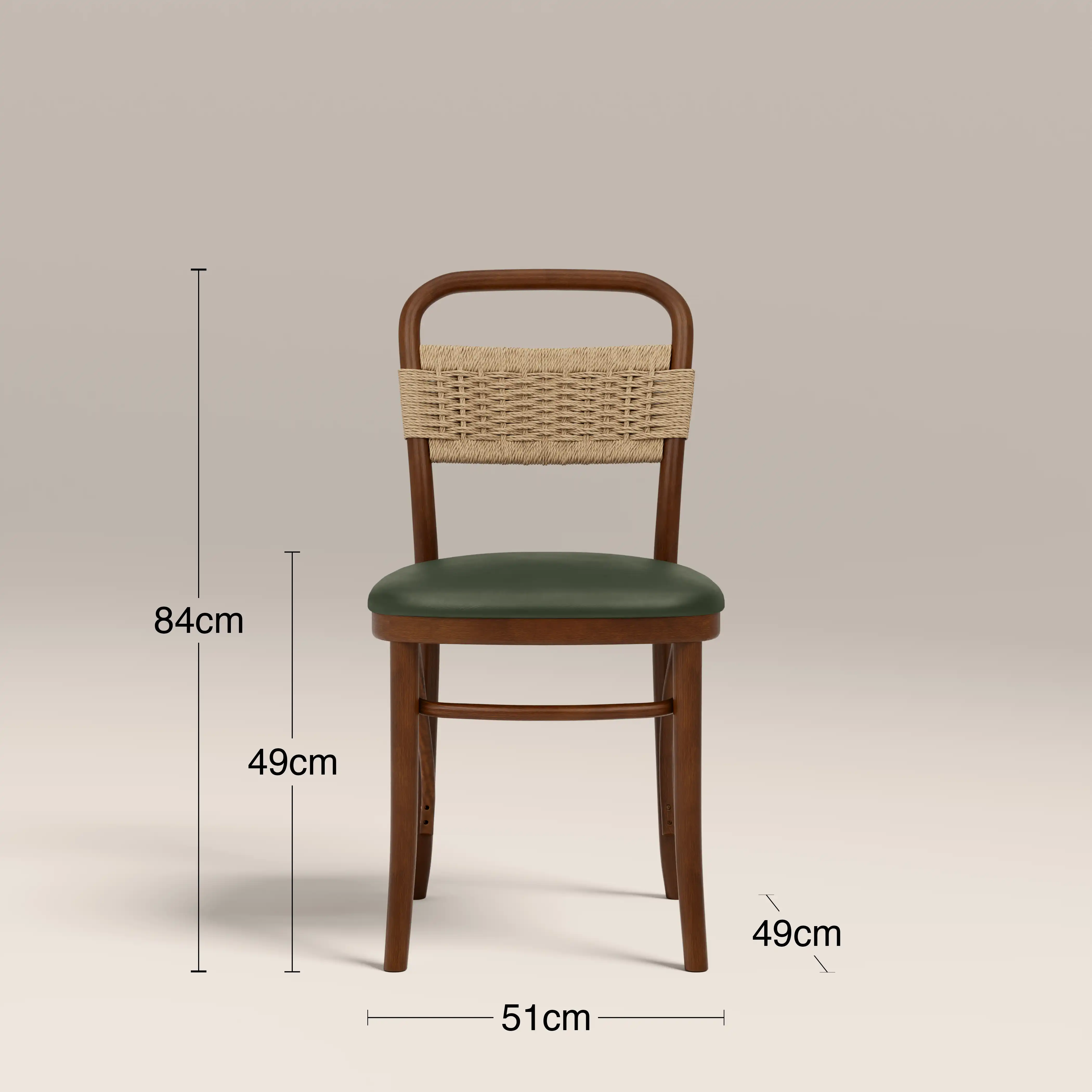 Daisy Wooden Dining Chair | Vintage Green Faux Leather & Walnut - Image 8
