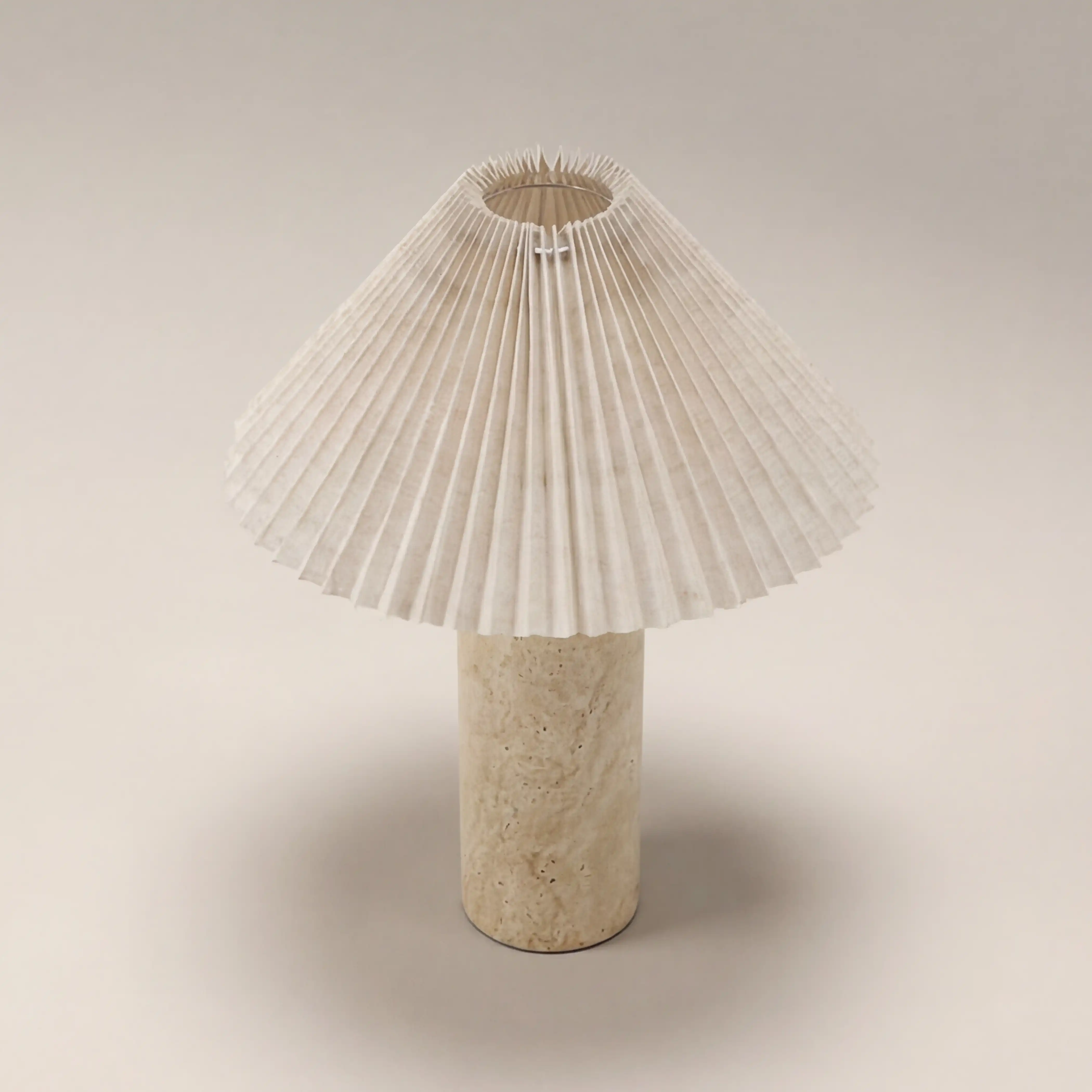 Danika Table Lamp | Natural Linen & Travertine - Image 4