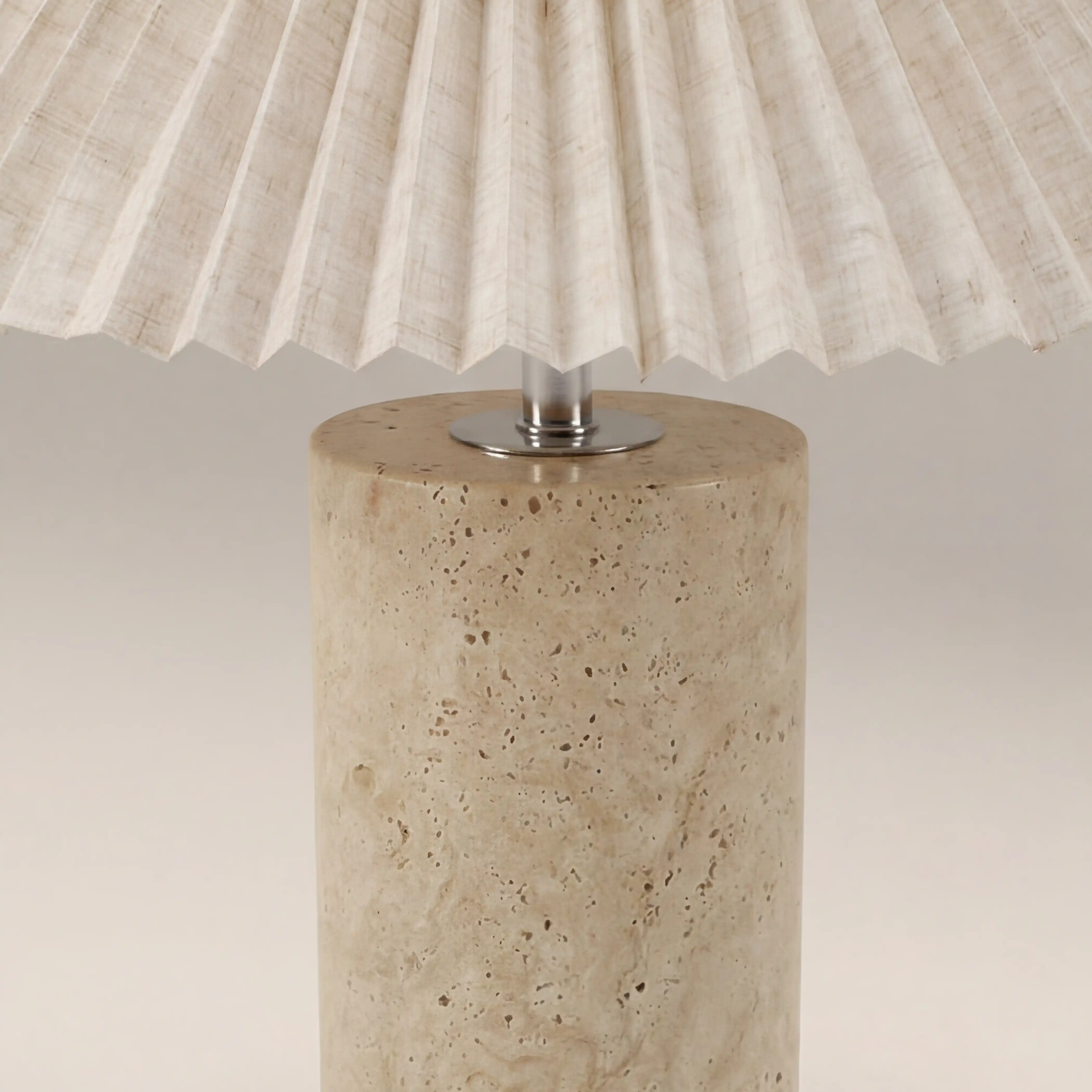 Danika Table Lamp | Natural Linen & Travertine - Image 5