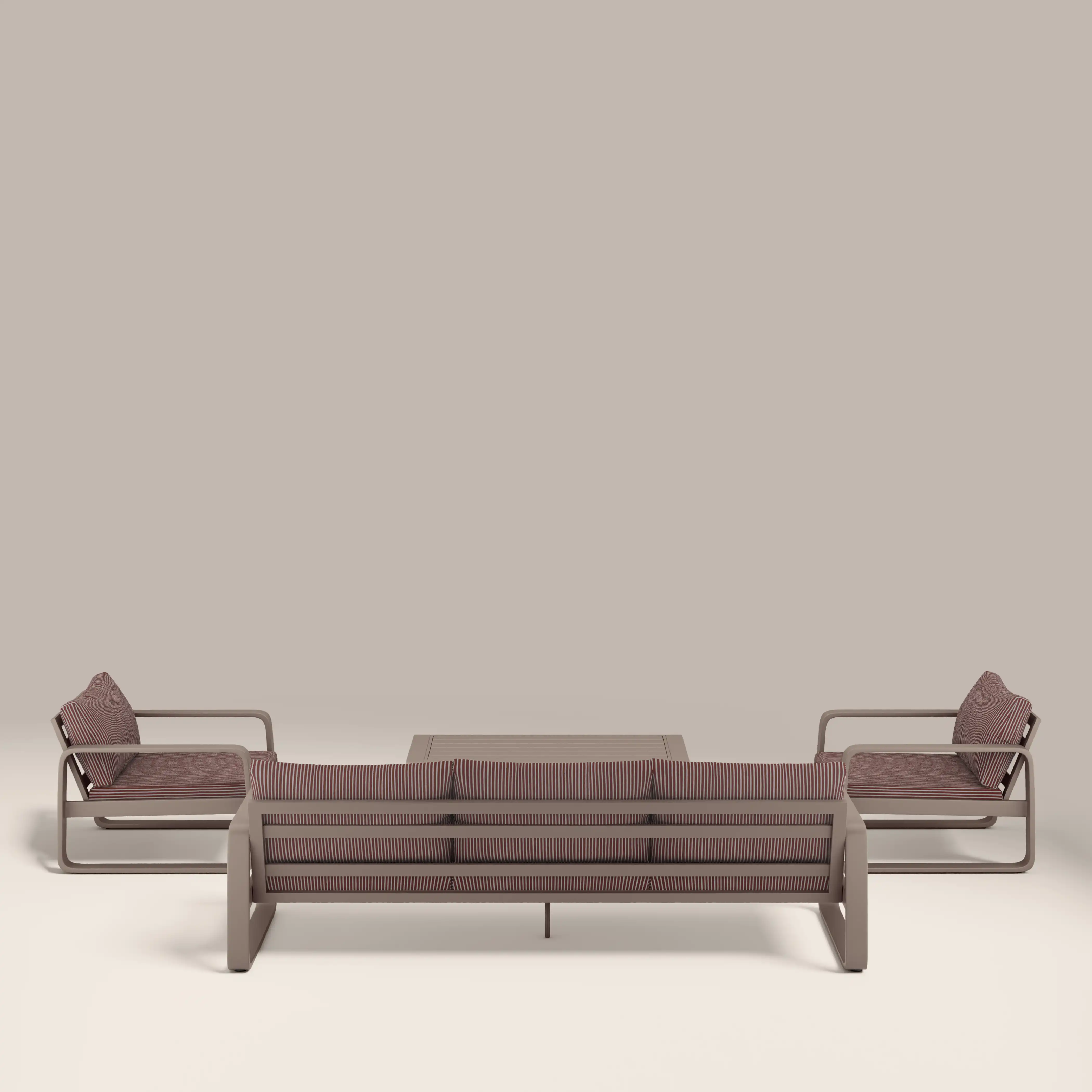 Dante Garden Sofa Set | Rust Red Stripe & Taupe - Image 5