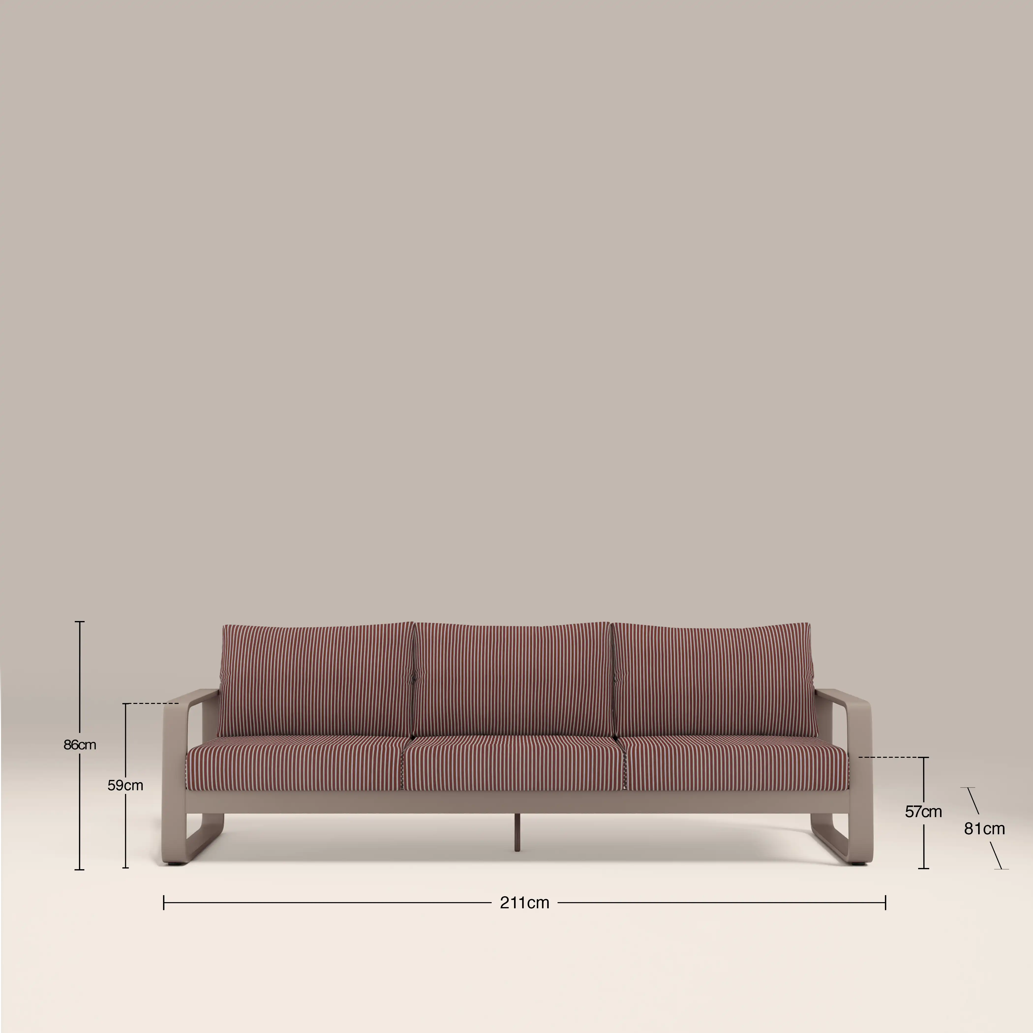 Dante Garden Sofa Set | Rust Red Stripe & Taupe - Image 6