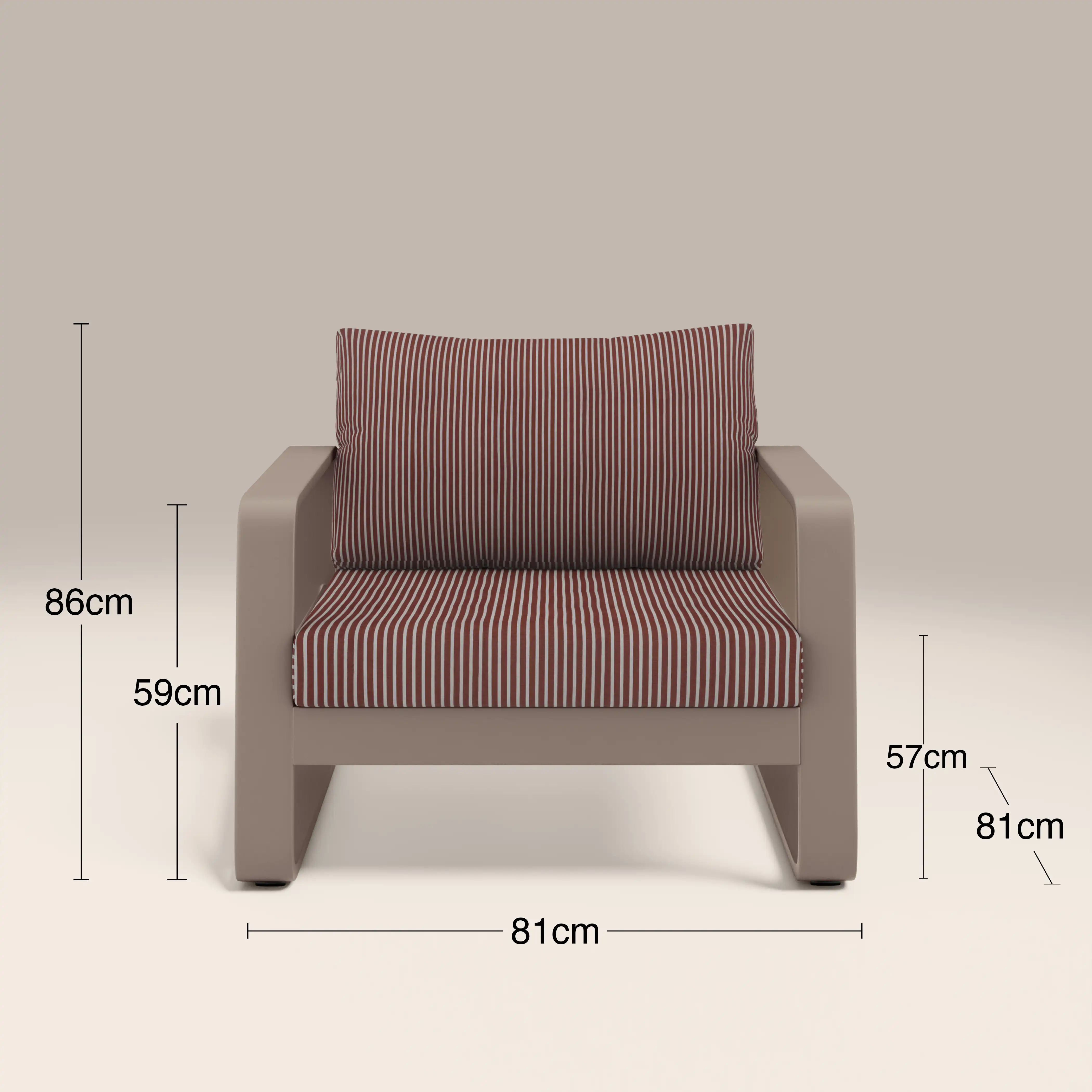 Dante Garden Sofa Set | Rust Red Stripe & Taupe - Image 7