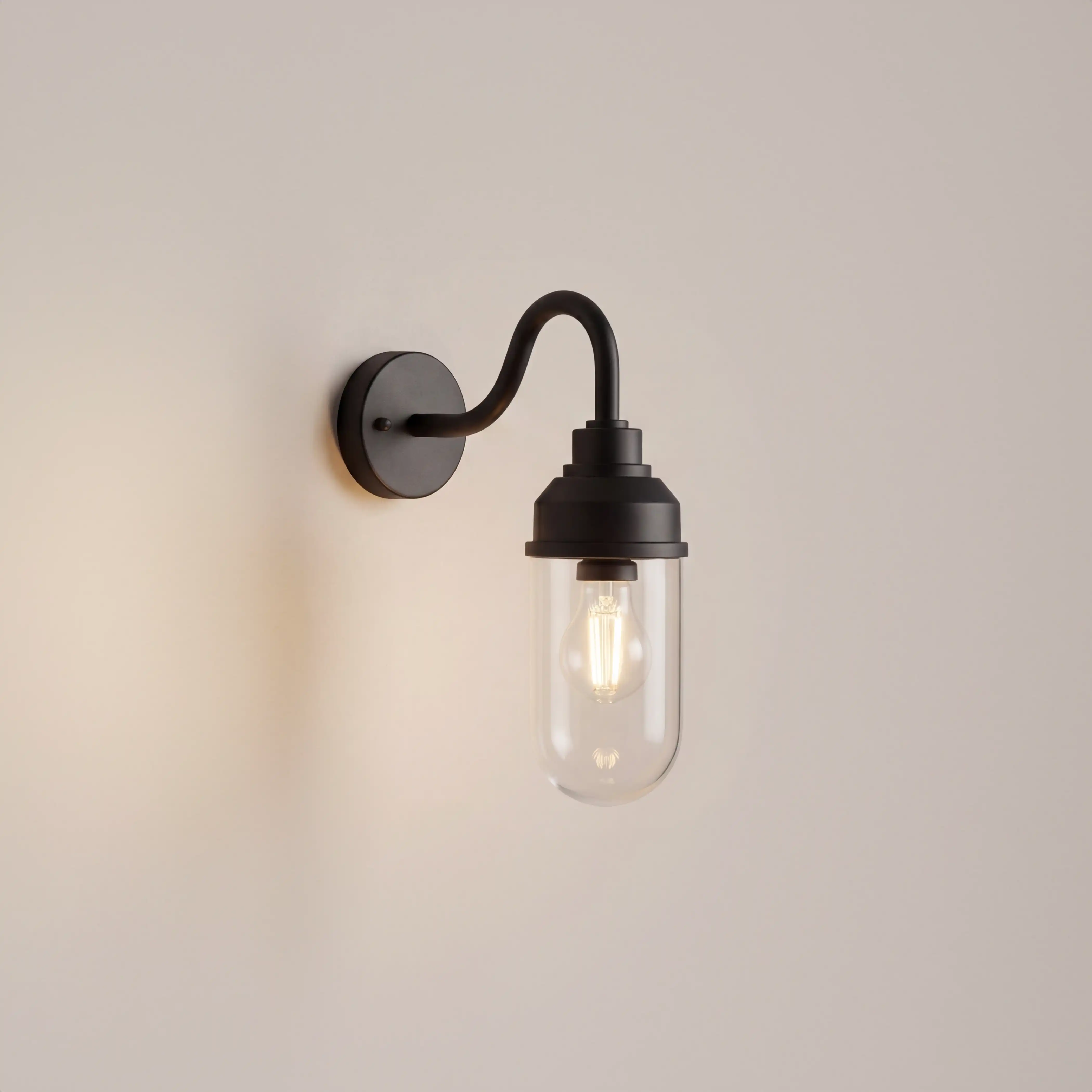 Dax Outdoor Wall Light | Glass & Black - Image 3