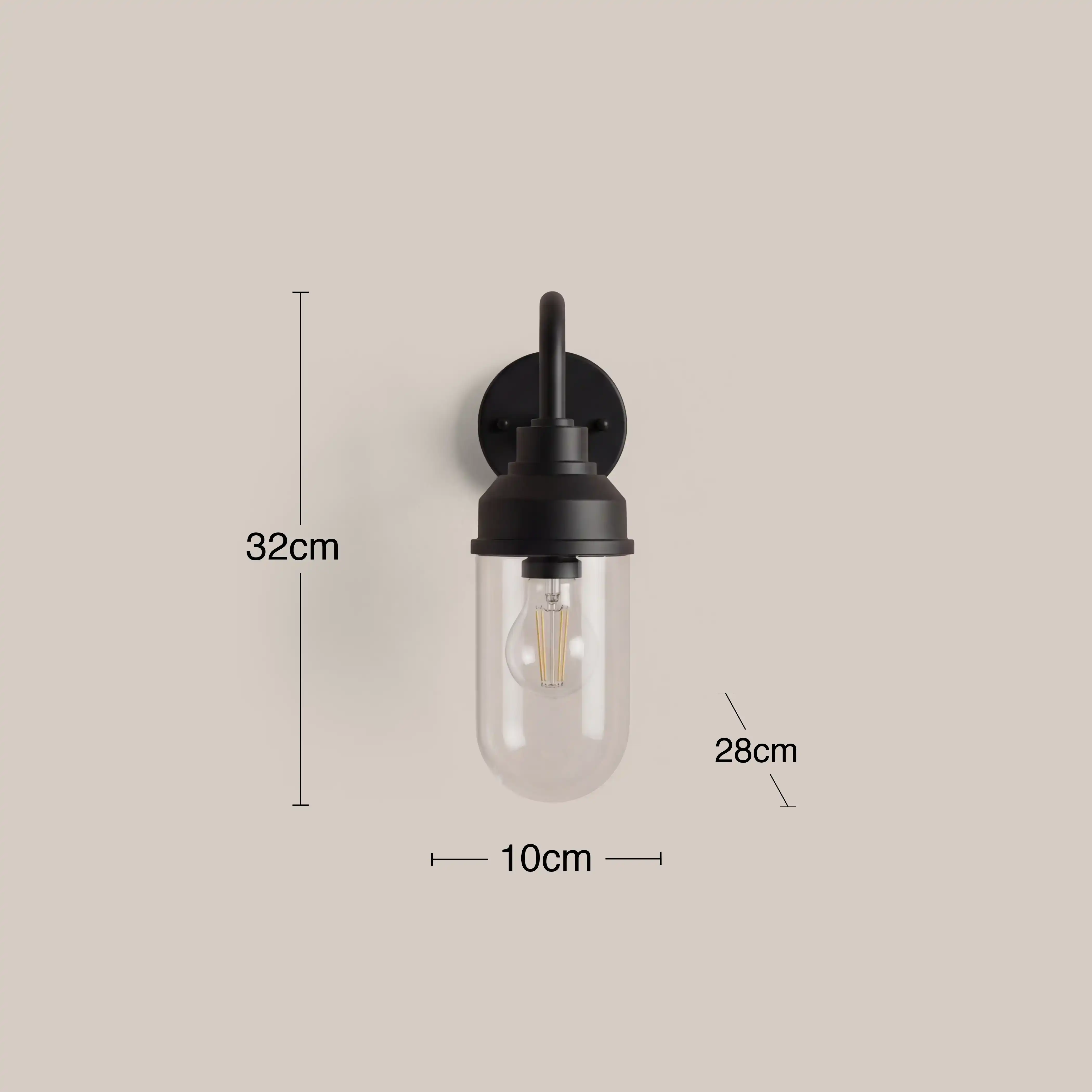 Dax Outdoor Wall Light | Glass & Black - Image 4